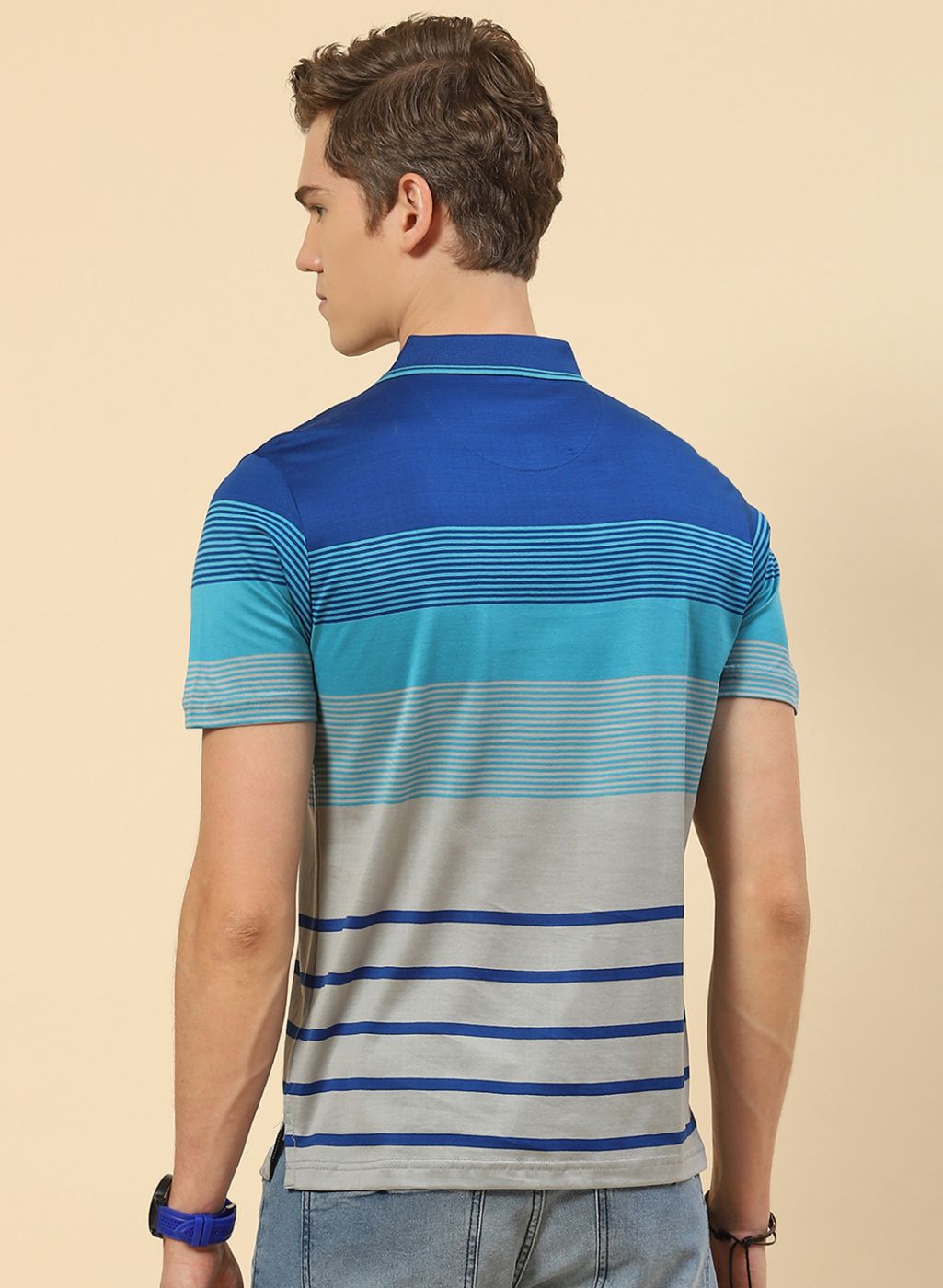 Men Blue Stripe T-Shirt