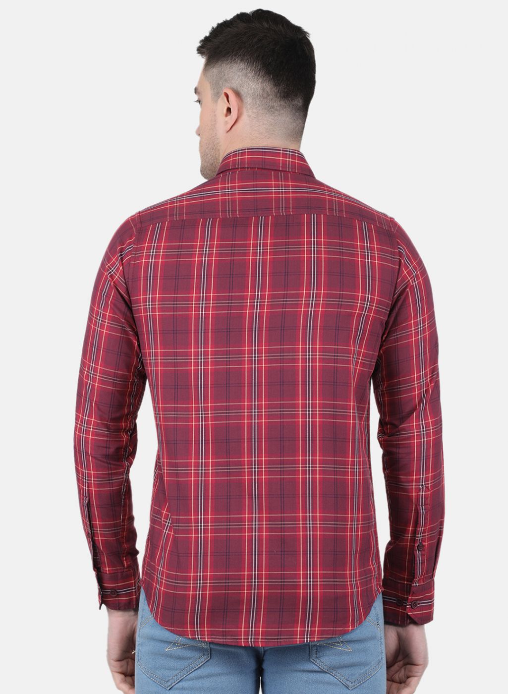 Men Maroon Check Shirt