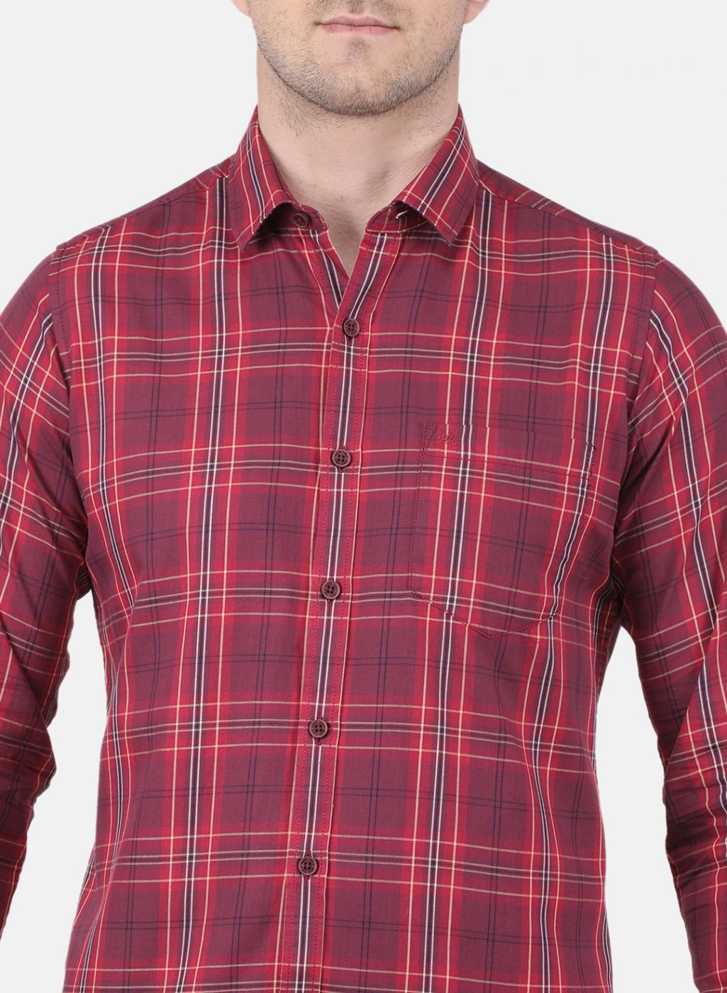 Men Maroon Check Shirt