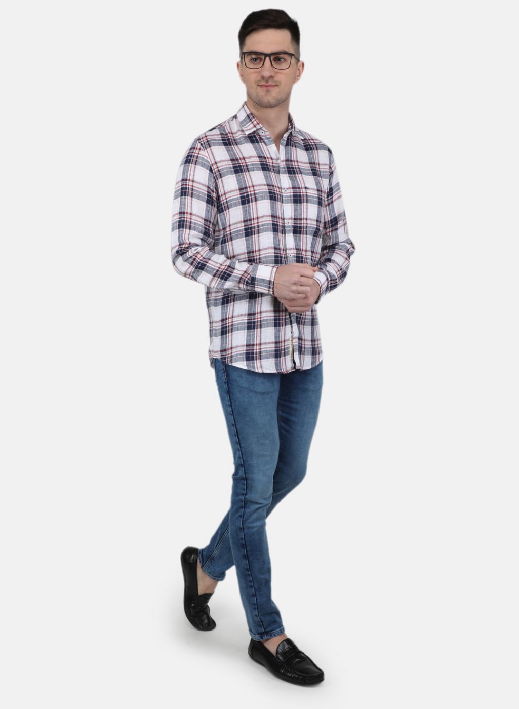 Men NAvy Blue Check Shirt