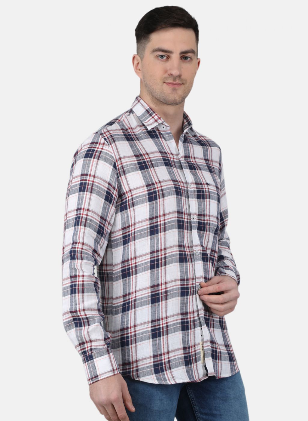 Men NAvy Blue Check Shirt