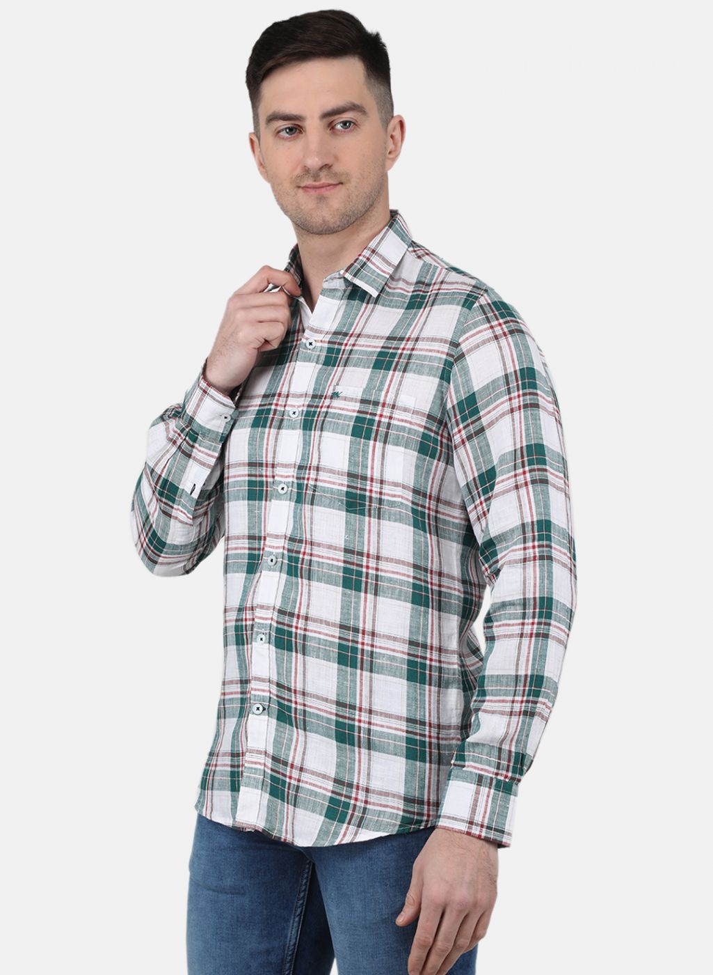 Men Green Check Shirt