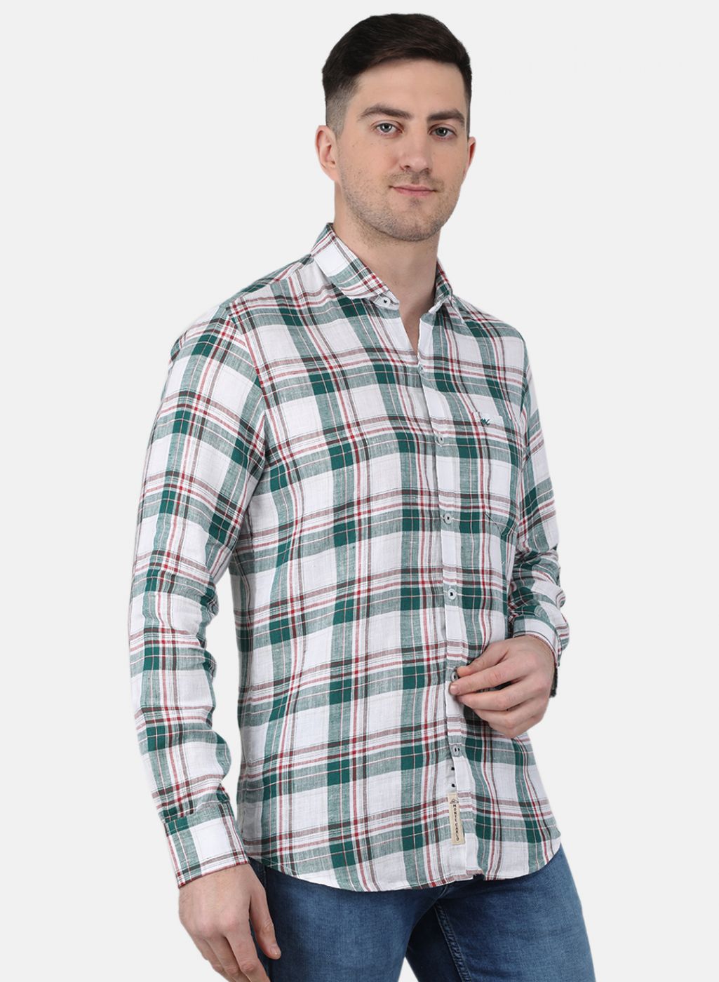 Men Green Check Shirt