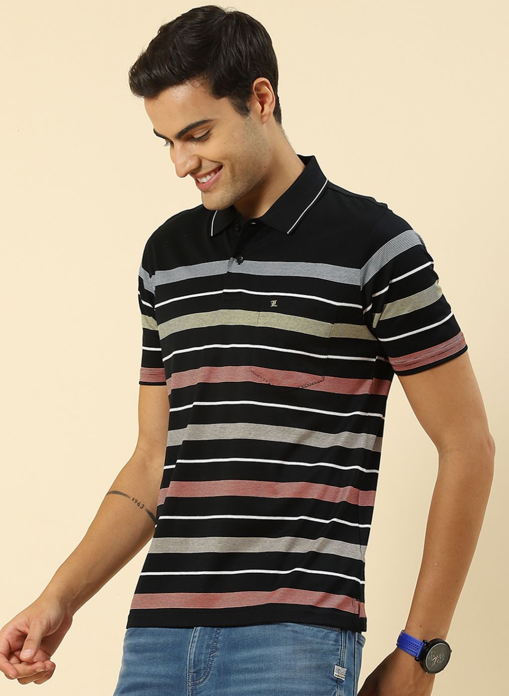 Men Black Stripe Shirt