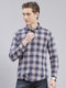 Men Blue Check Collar Full Sleeve Shirts