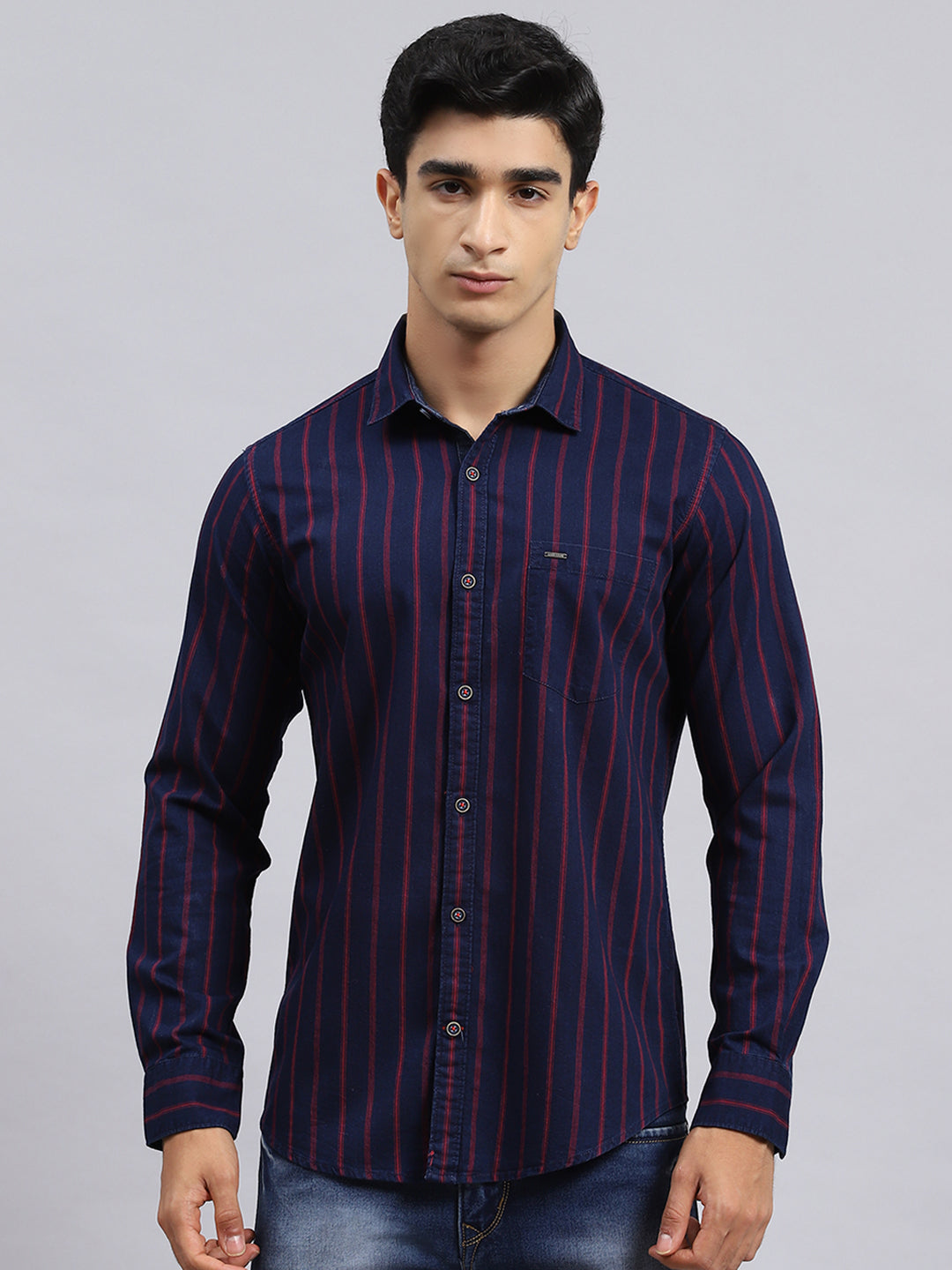 Men Red Stripe Shirt