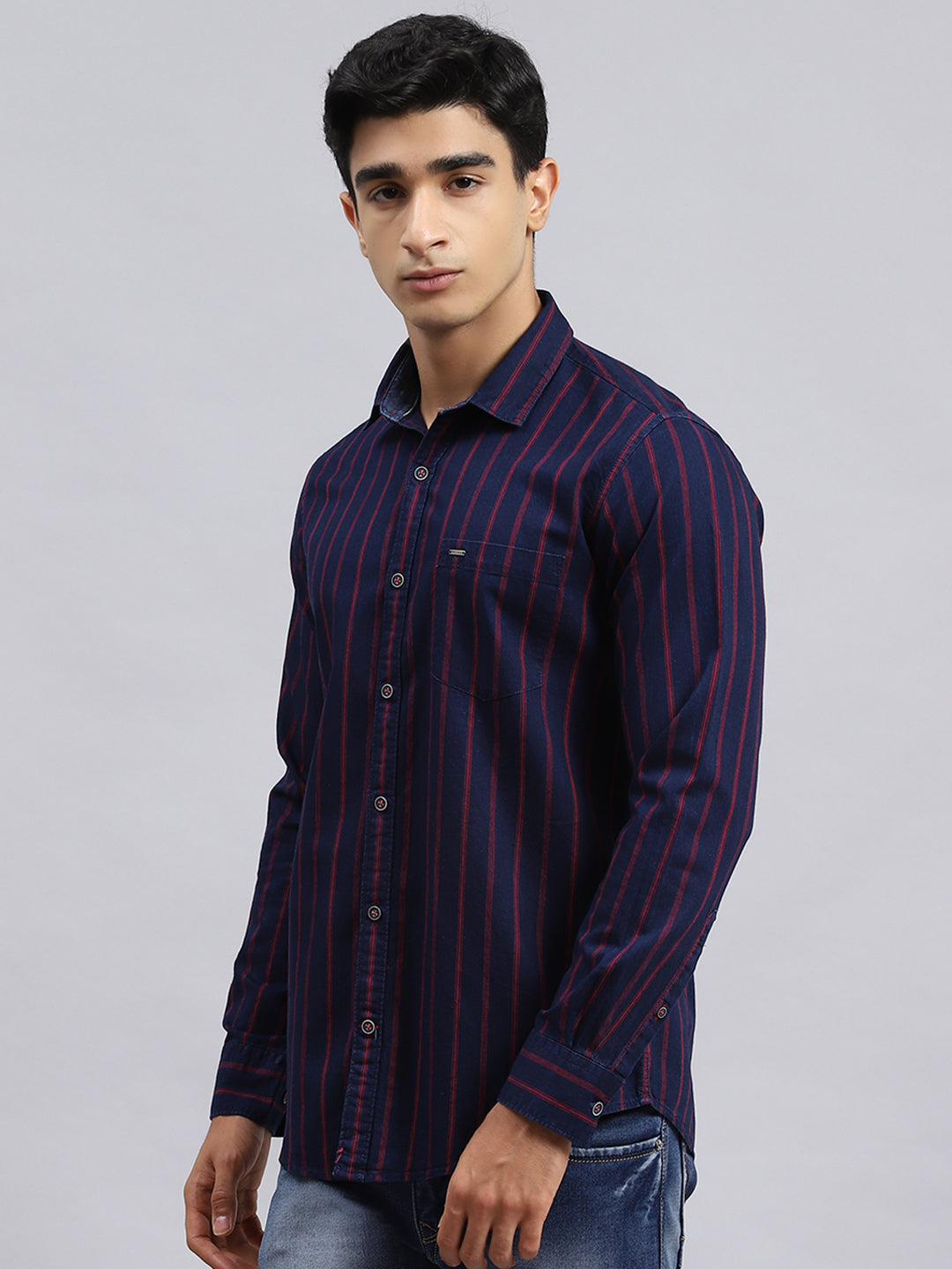 Men Red Stripe Shirt