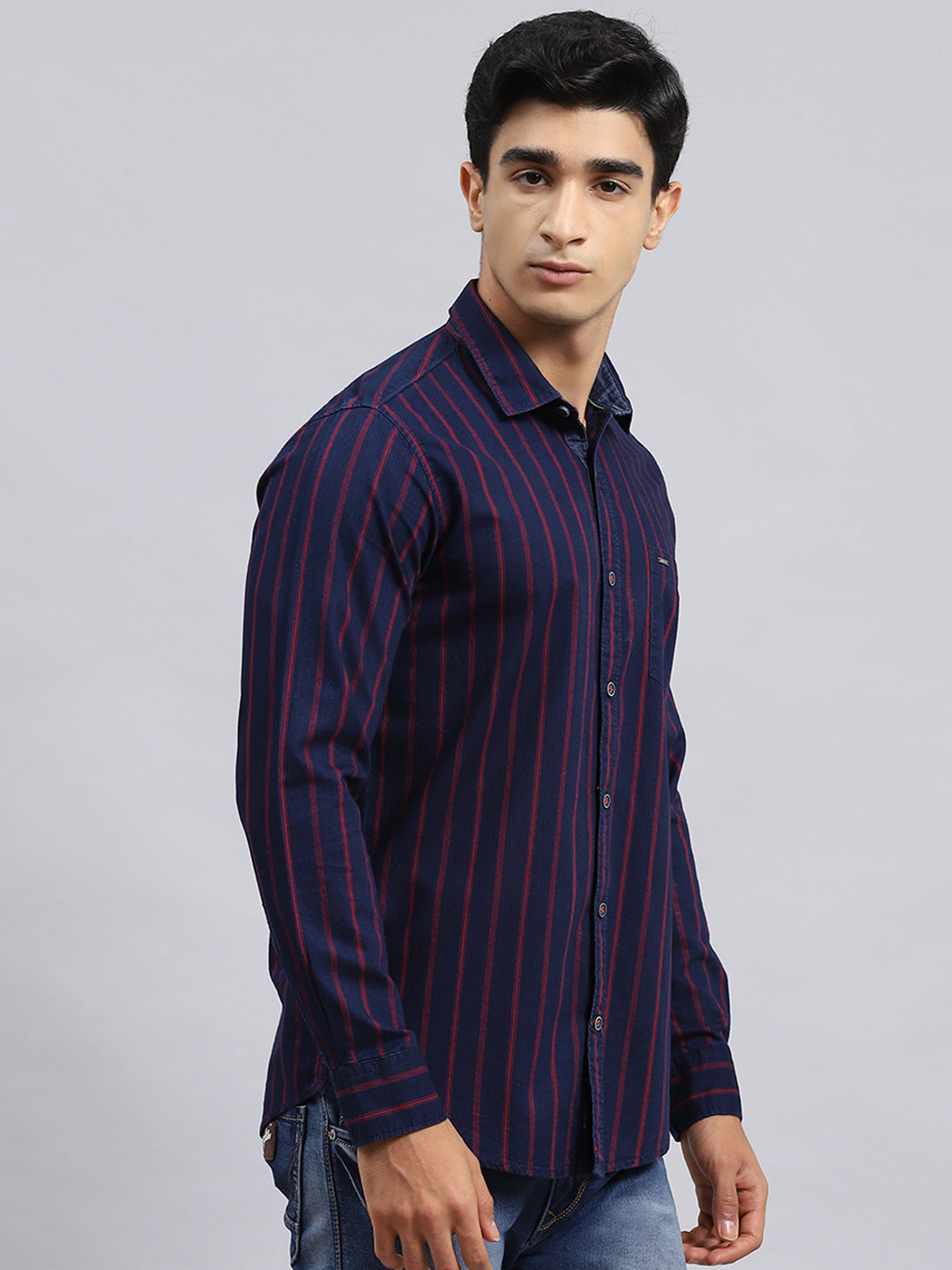 Men Red Stripe Shirt