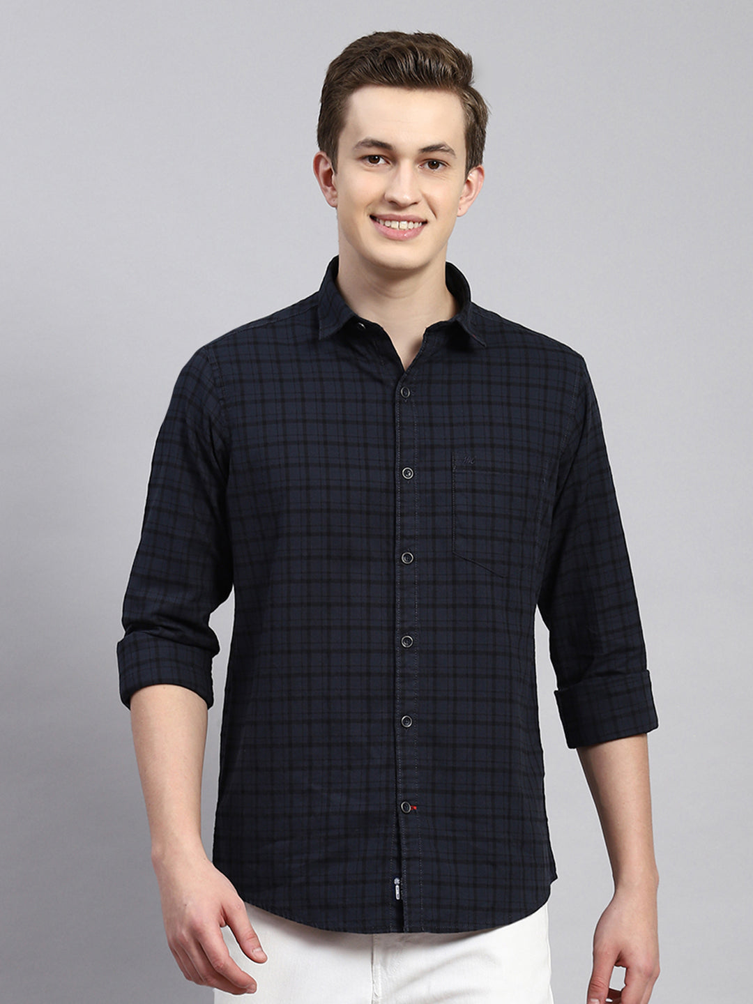 Men Grey Check Shirt