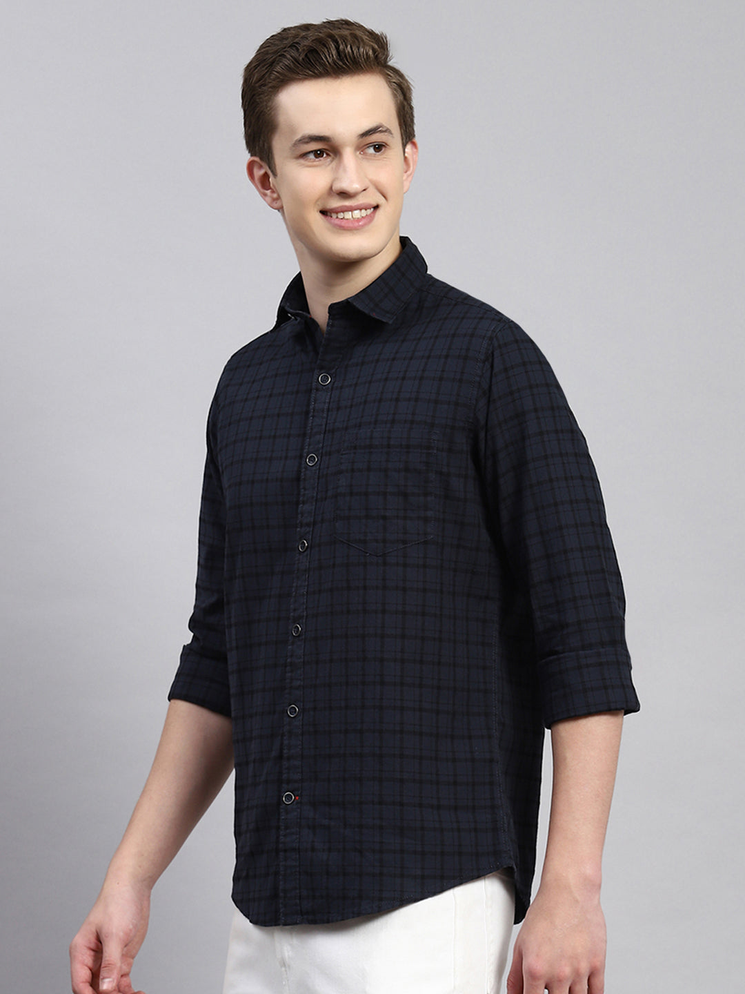 Men Grey Check Shirt