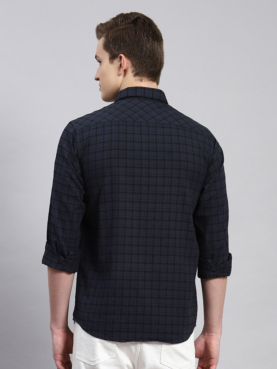 Men Grey Check Shirt