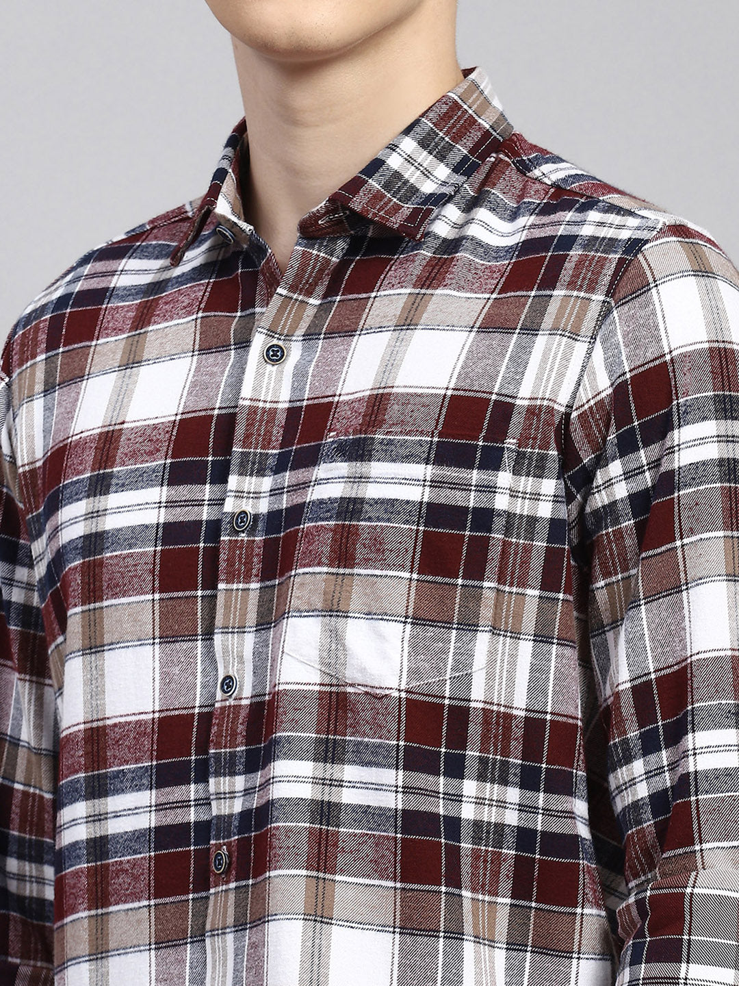 Men Maroon Check Shirt