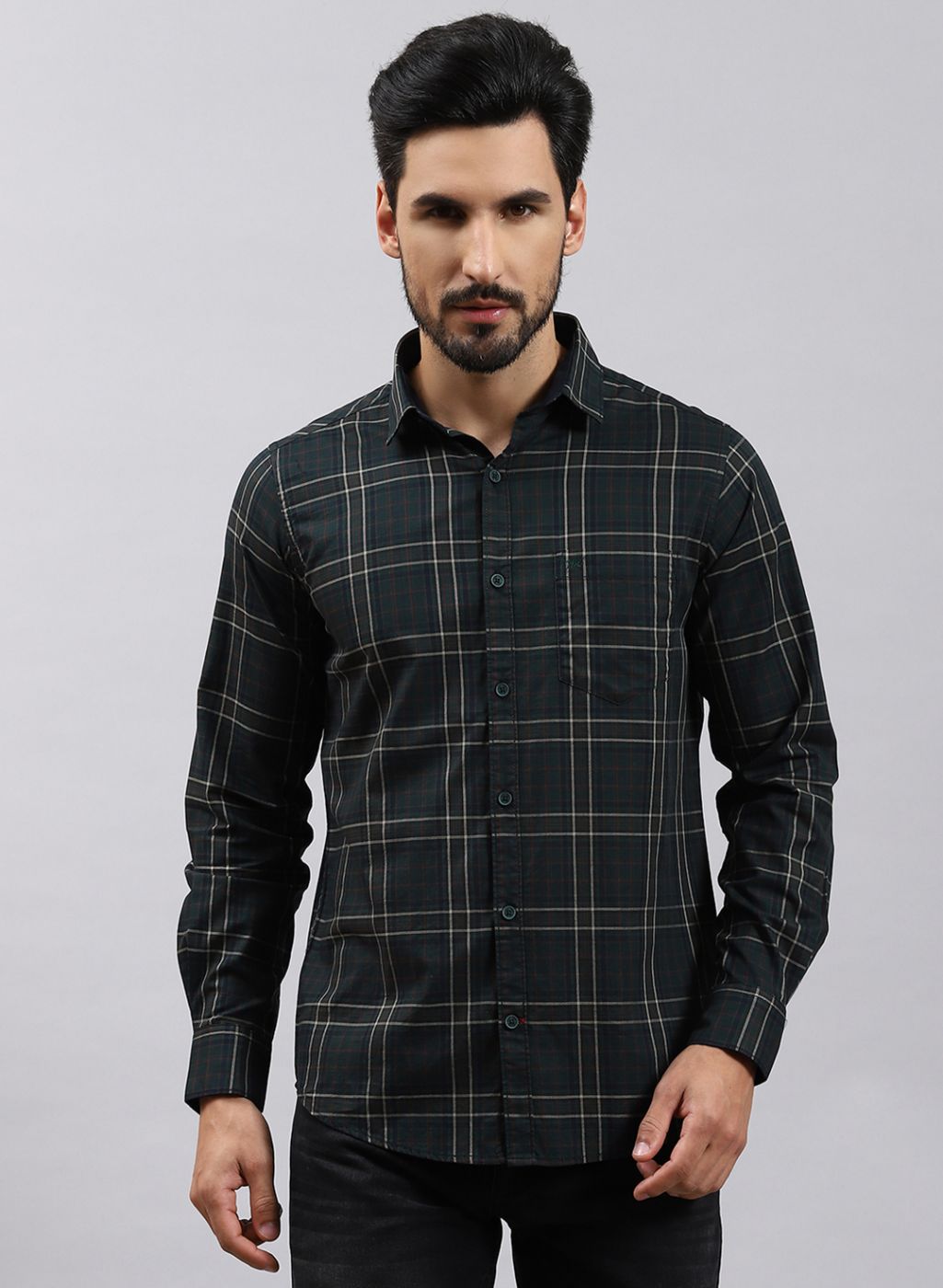 Men Maroon Check Pure Cotton Shirt