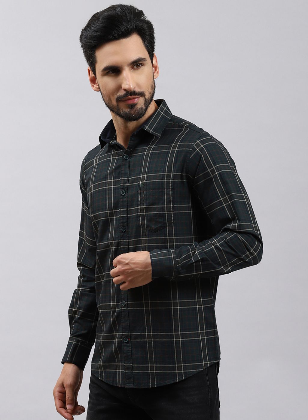 Men Maroon Check Pure Cotton Shirt