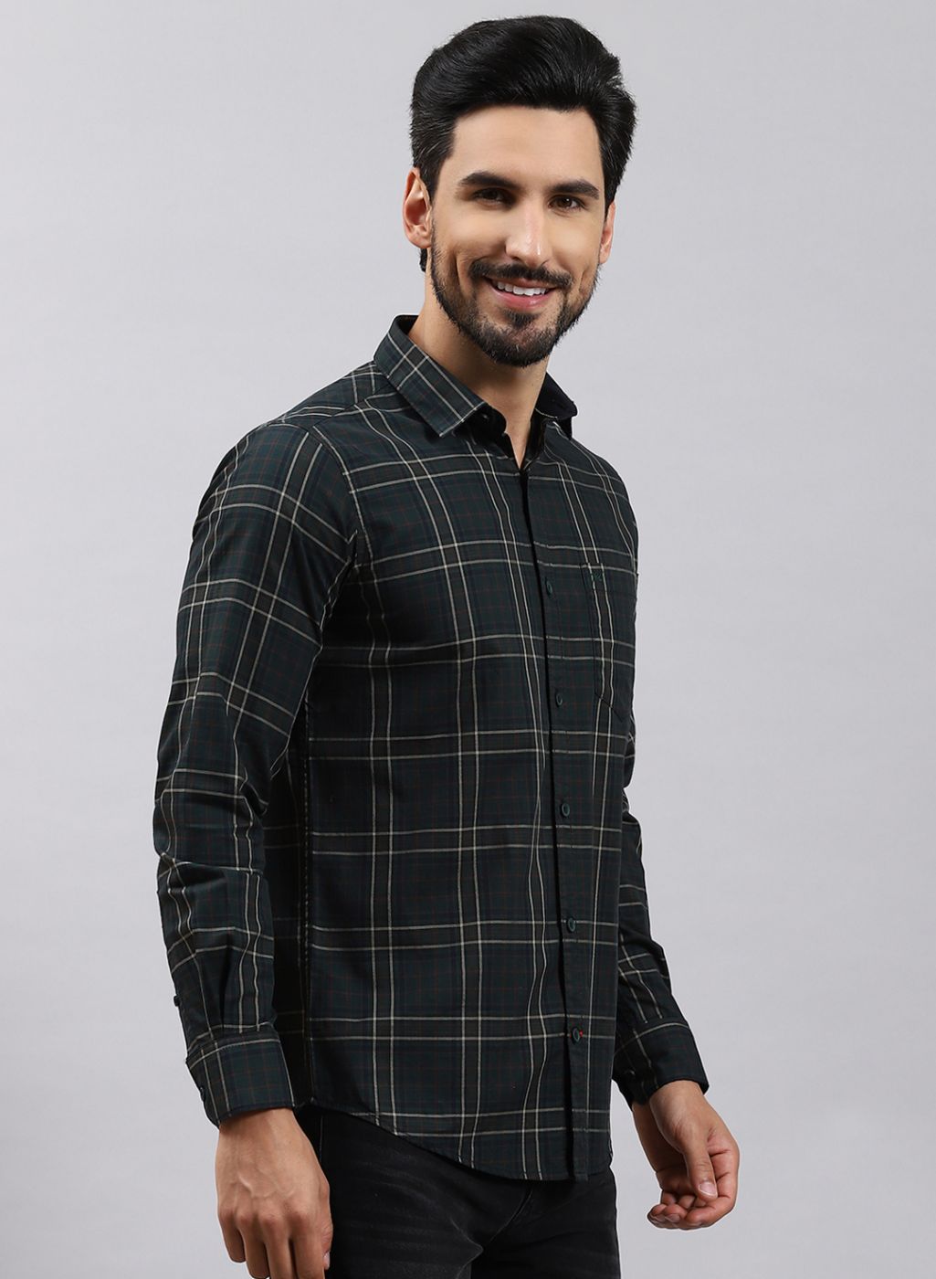 Men Maroon Check Pure Cotton Shirt