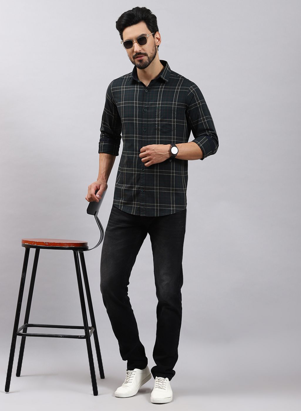 Men Maroon Check Pure Cotton Shirt