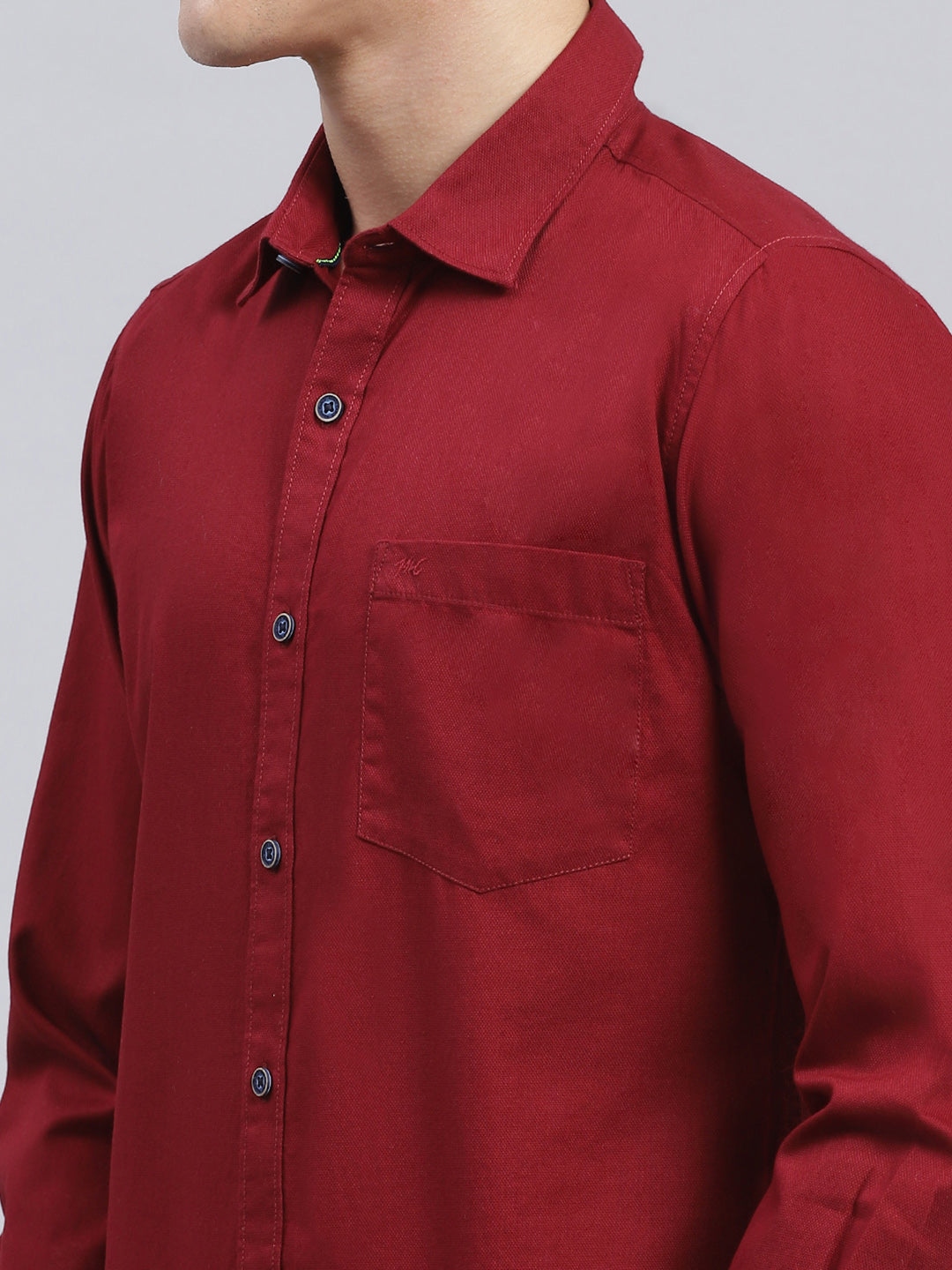 Men Maroon Solid Pure Cotton Shirt