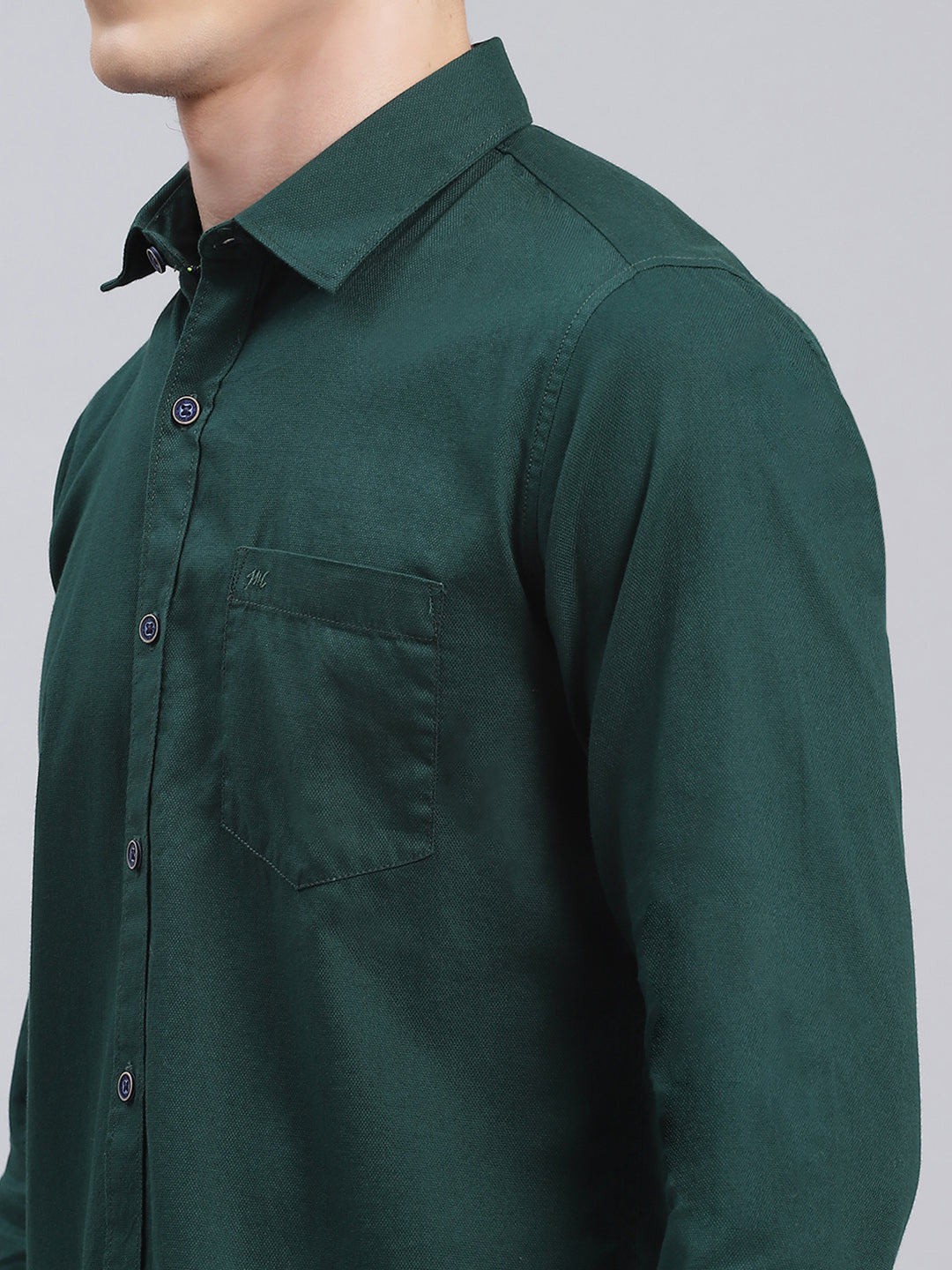 Men Olive Solid Pure Cotton Shirt