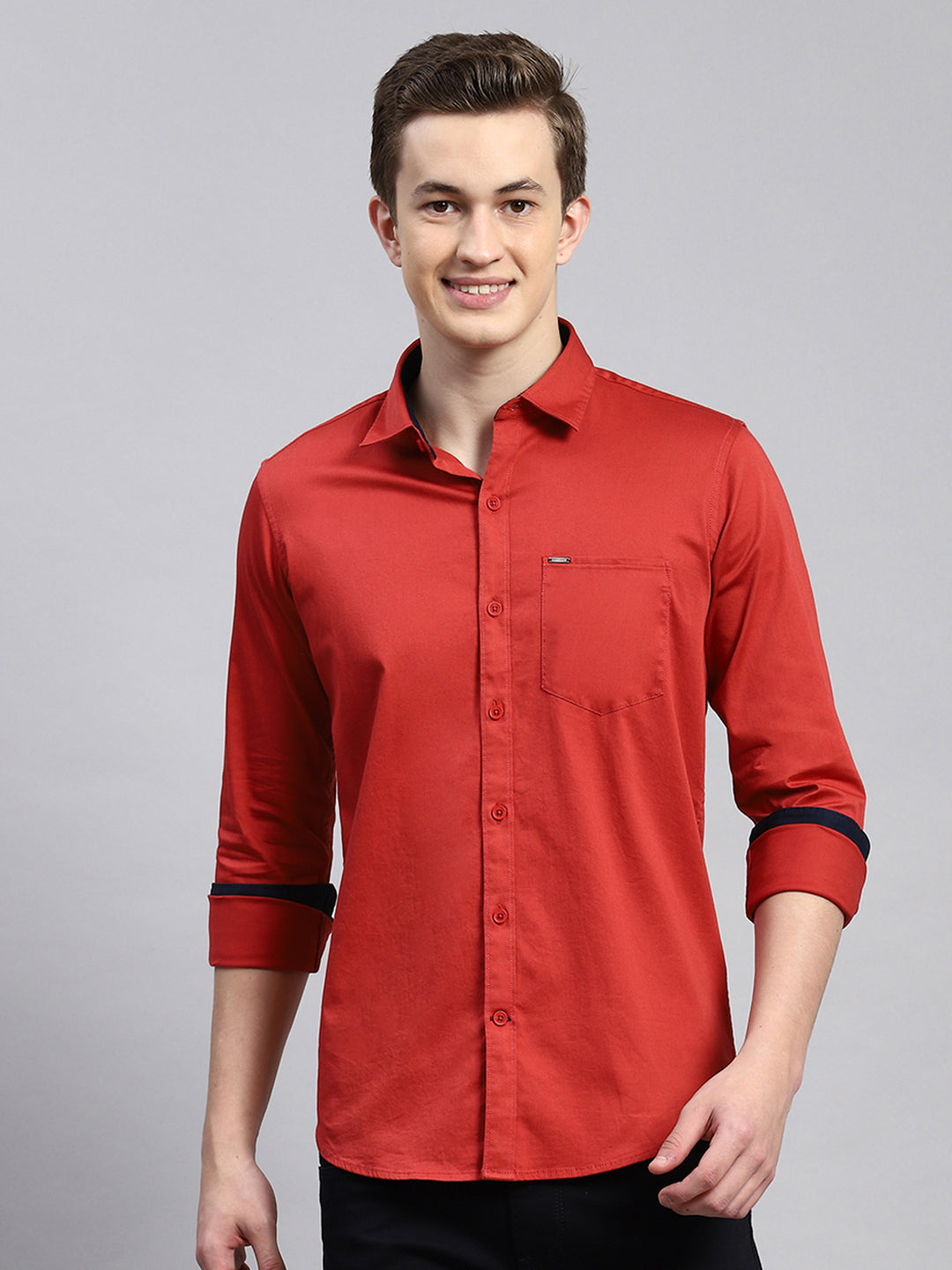 Men Rust Orange Printed Shirt