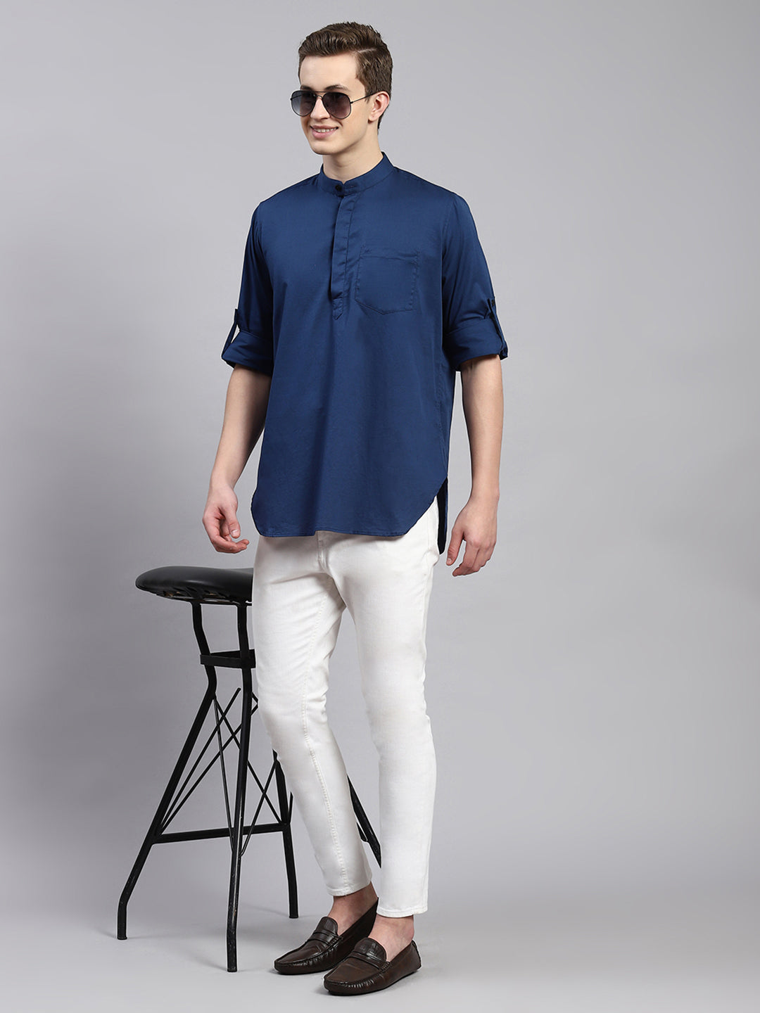 Men Blue Solid Shirt