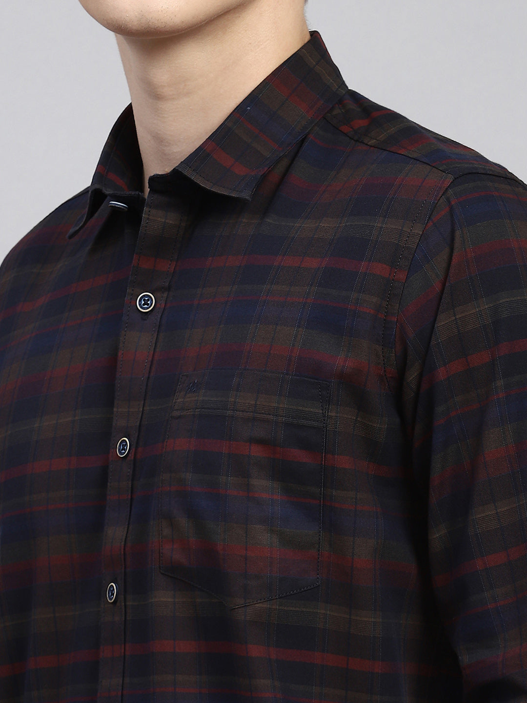 Men Maroon Check Shirt