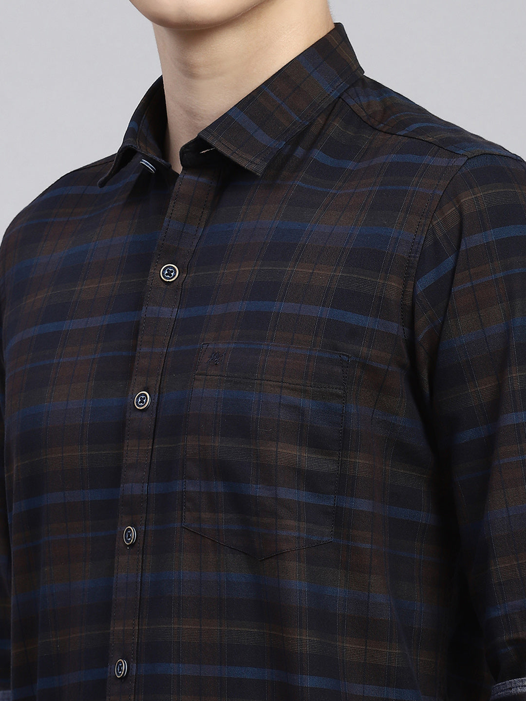 Men Aqua Blue Check Shirt