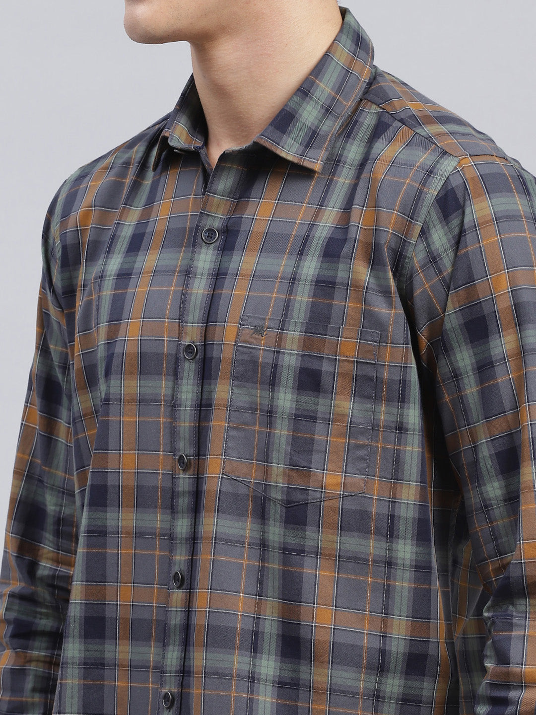 Men Green Check Pure Cotton Shirt