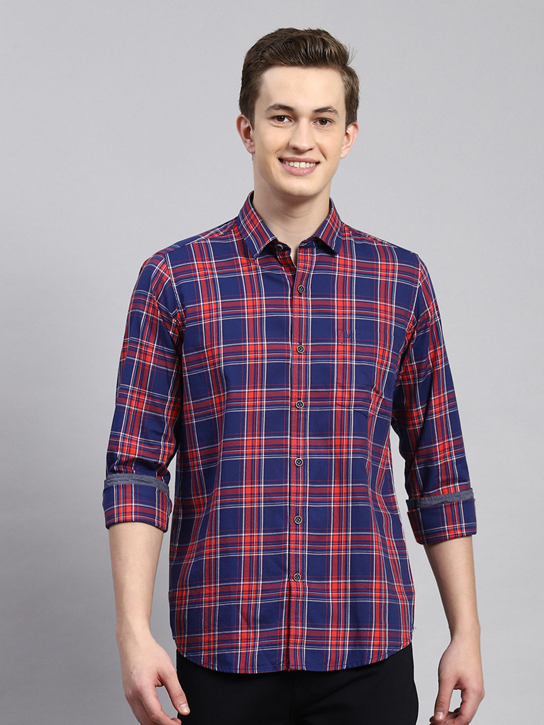 Men Red Check Shirt