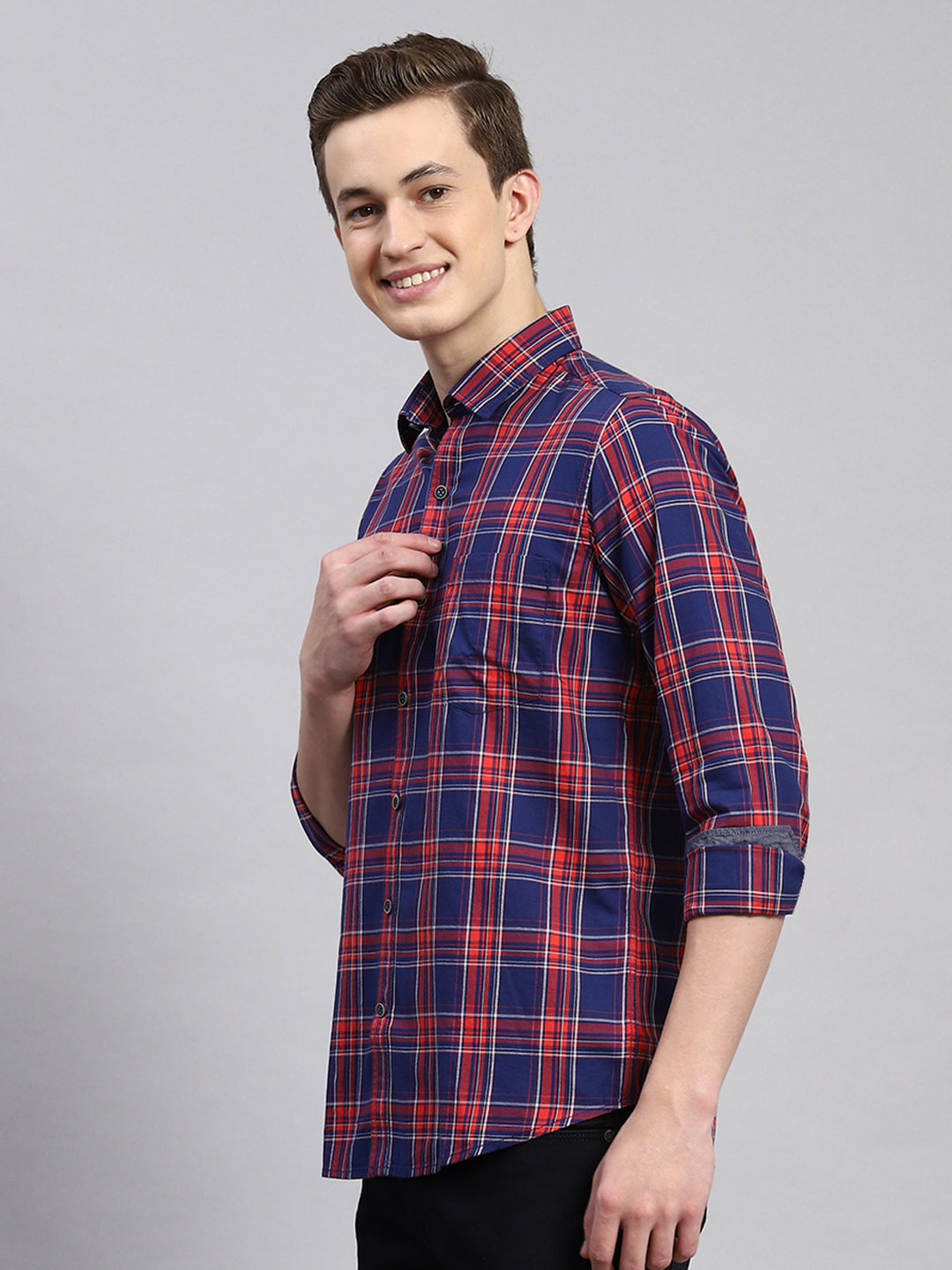 Men Red Check Shirt