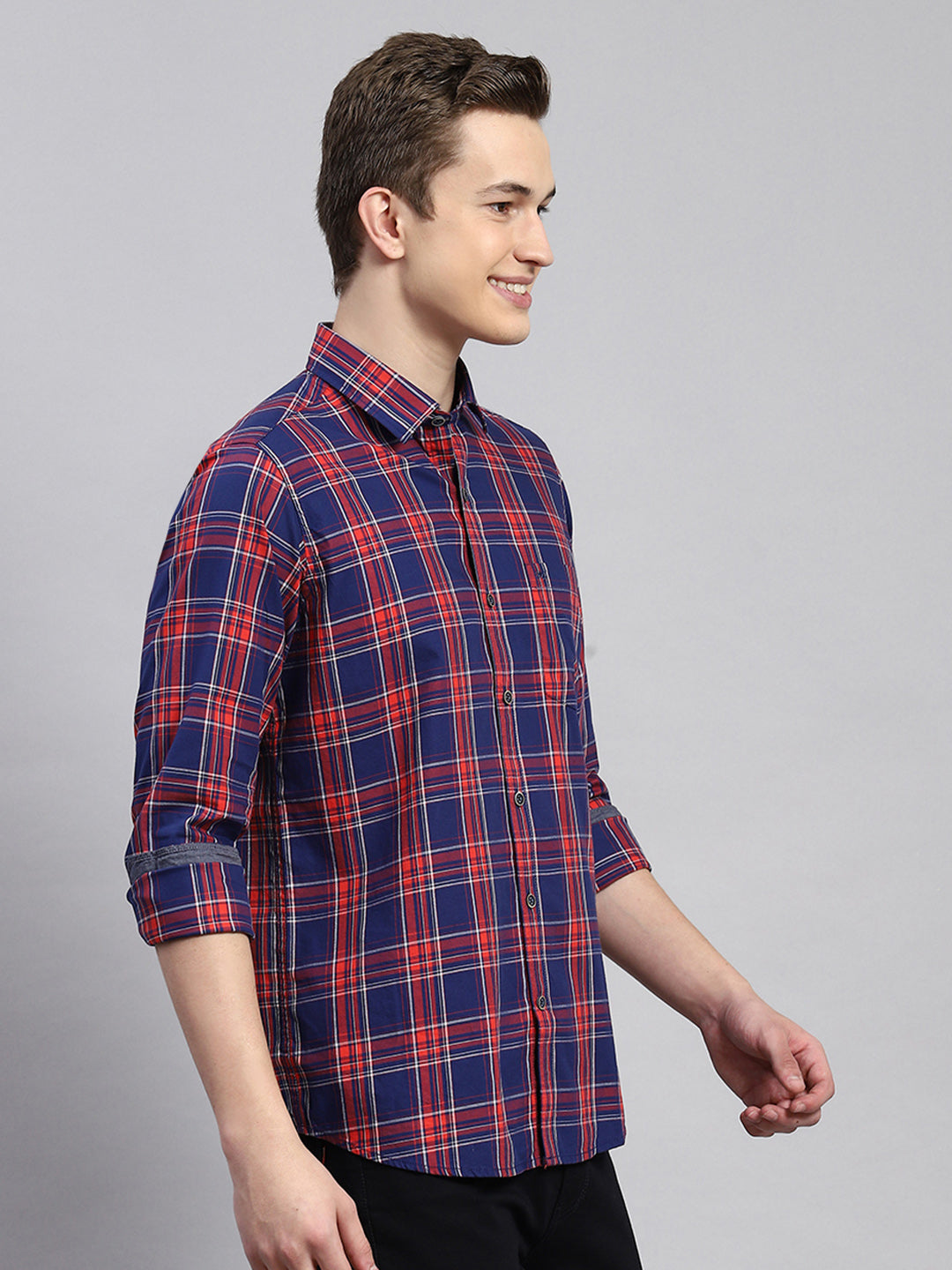 Men Red Check Shirt