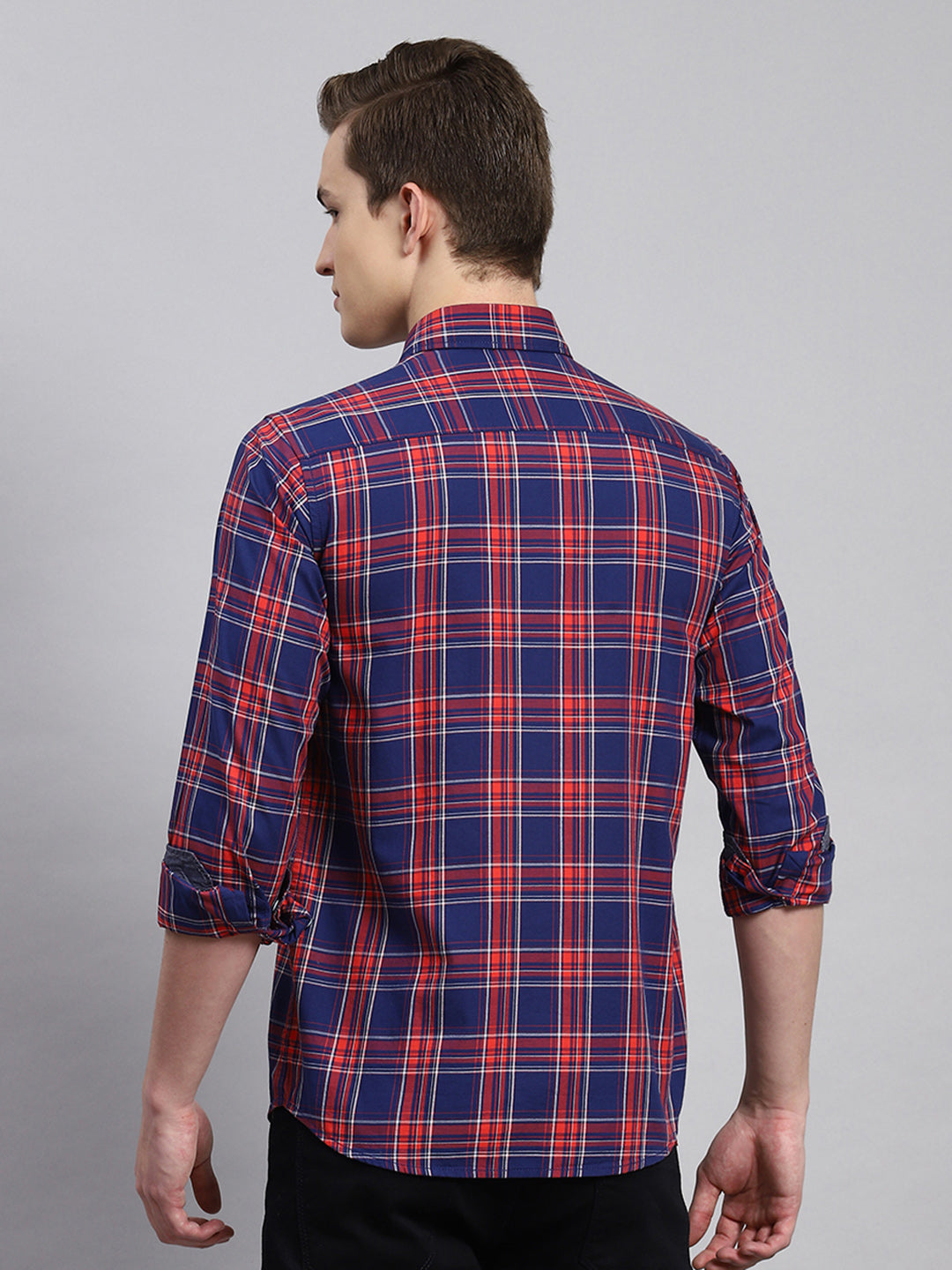 Men Red Check Shirt