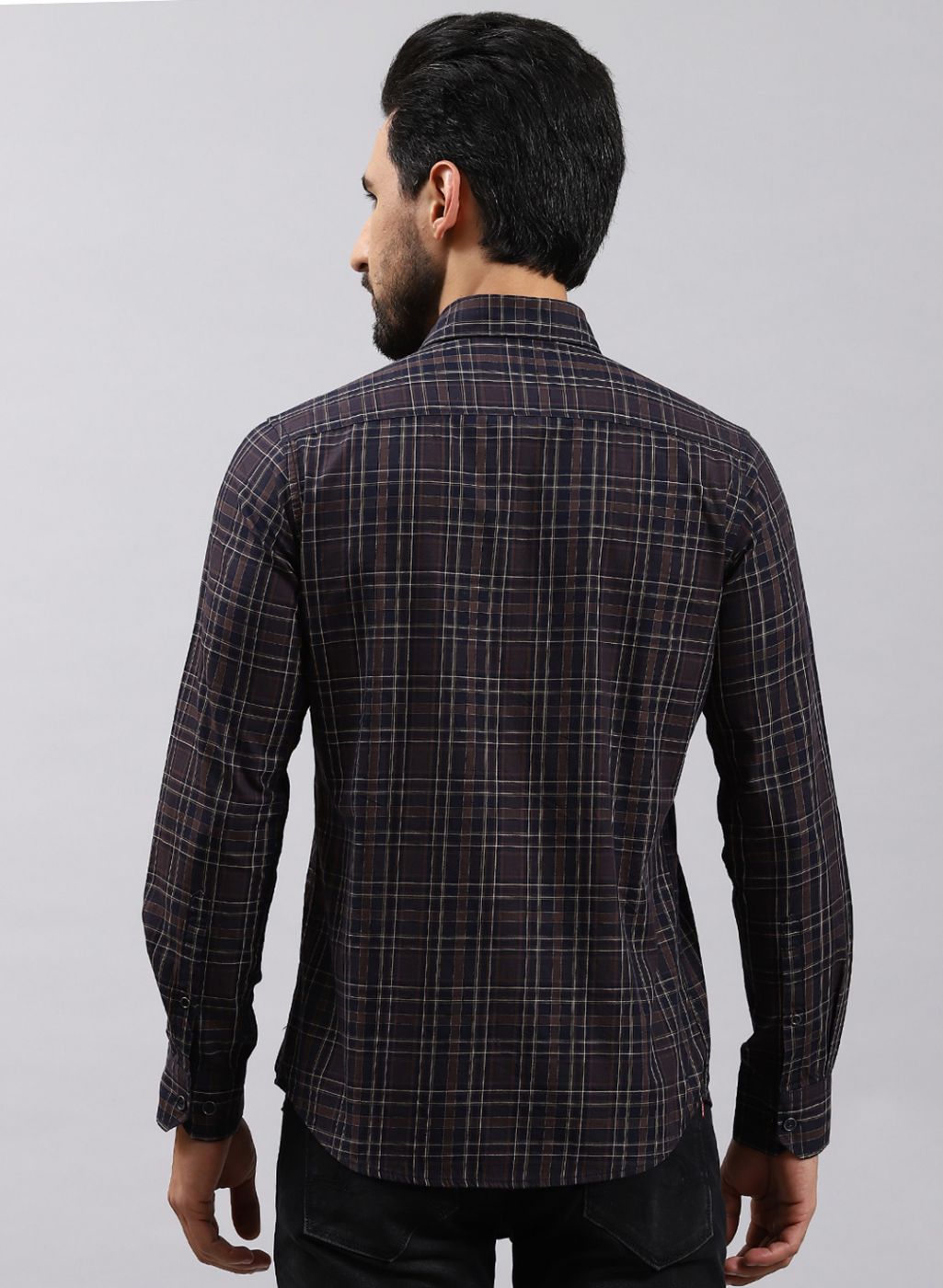 Men Brown Check Pure Cotton Shirt