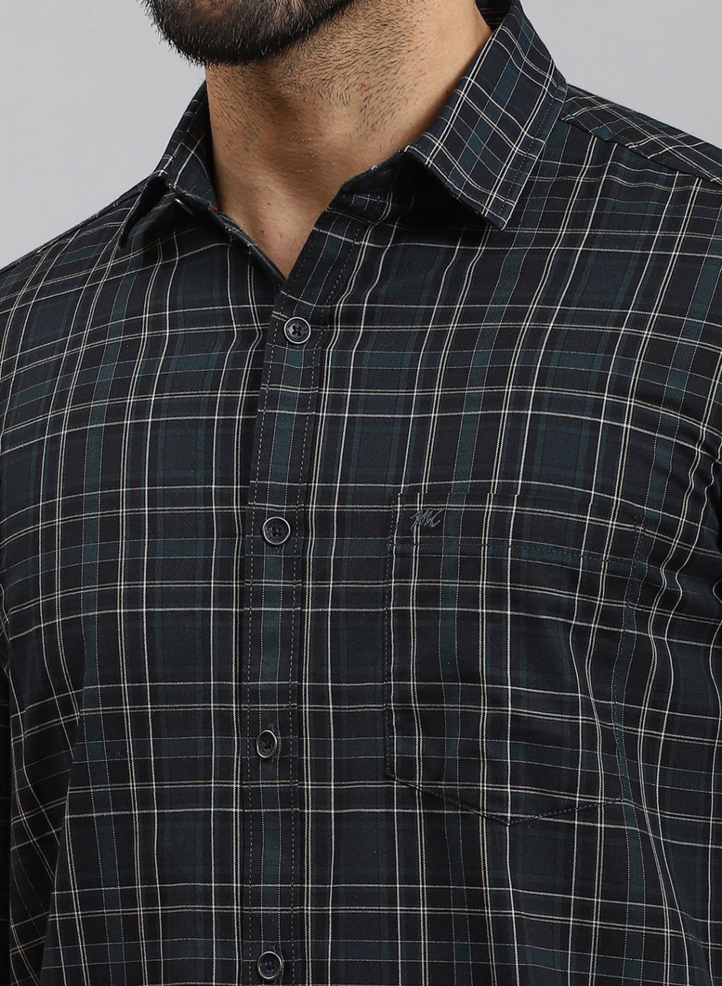 Men Blue Check Pure Cotton Shirt