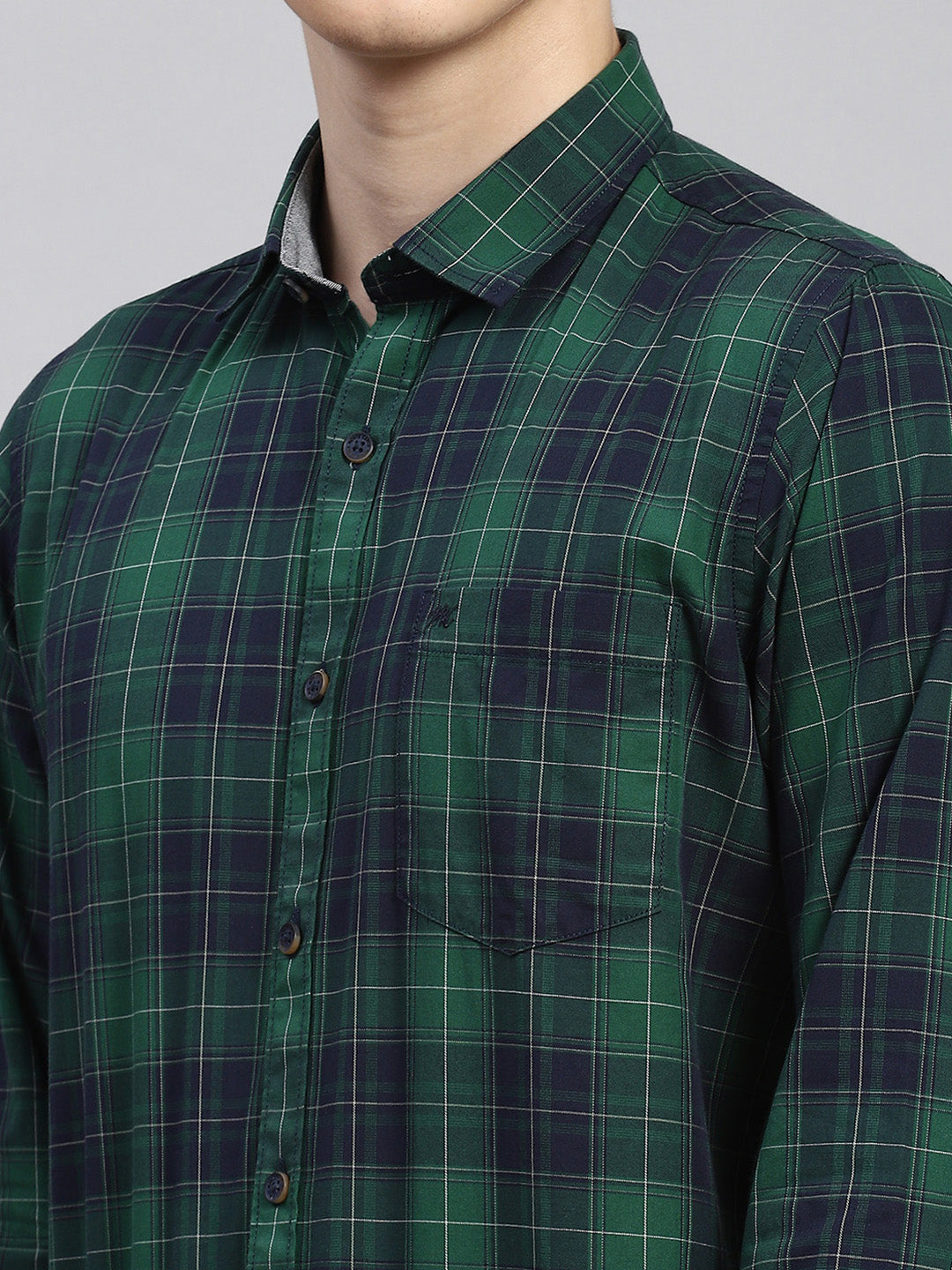 Men Green Check Shirt