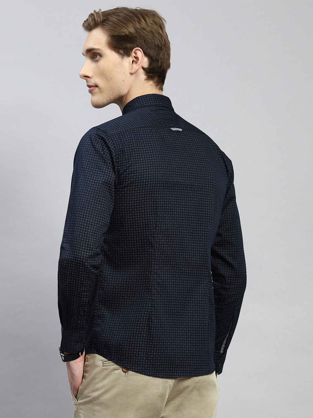 Men Navy Blue Printed Shirt