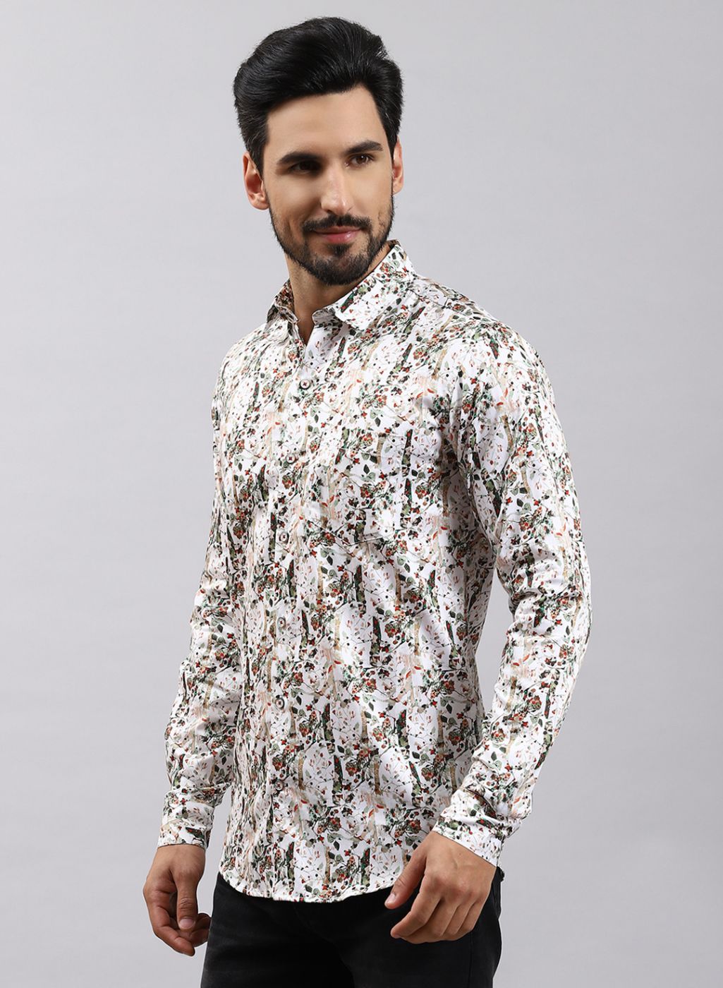 Men Green Printed Pure Cotton Shirt