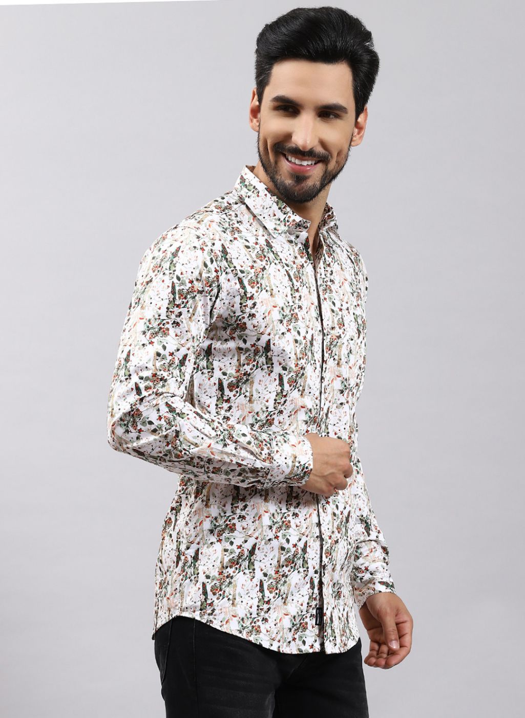 Men Green Printed Pure Cotton Shirt