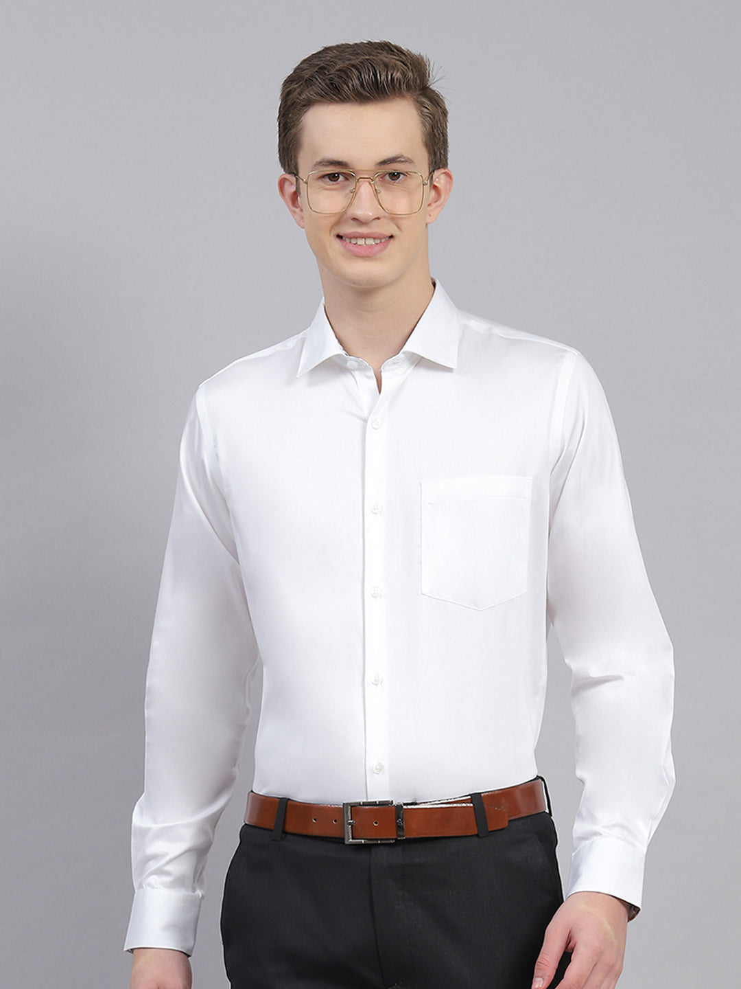 Men White Solid Shirt