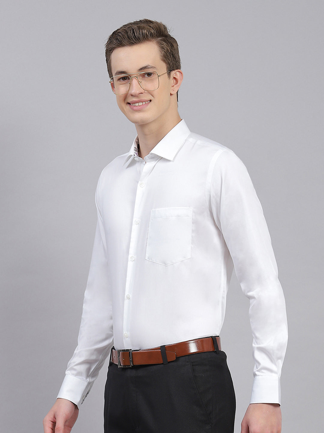 Men White Solid Shirt