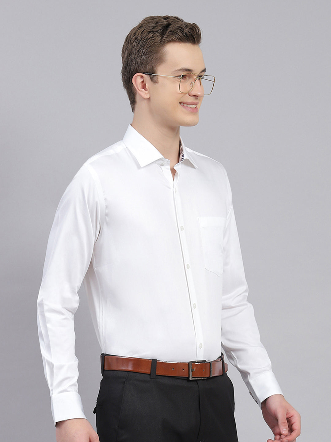 Men White Solid Shirt