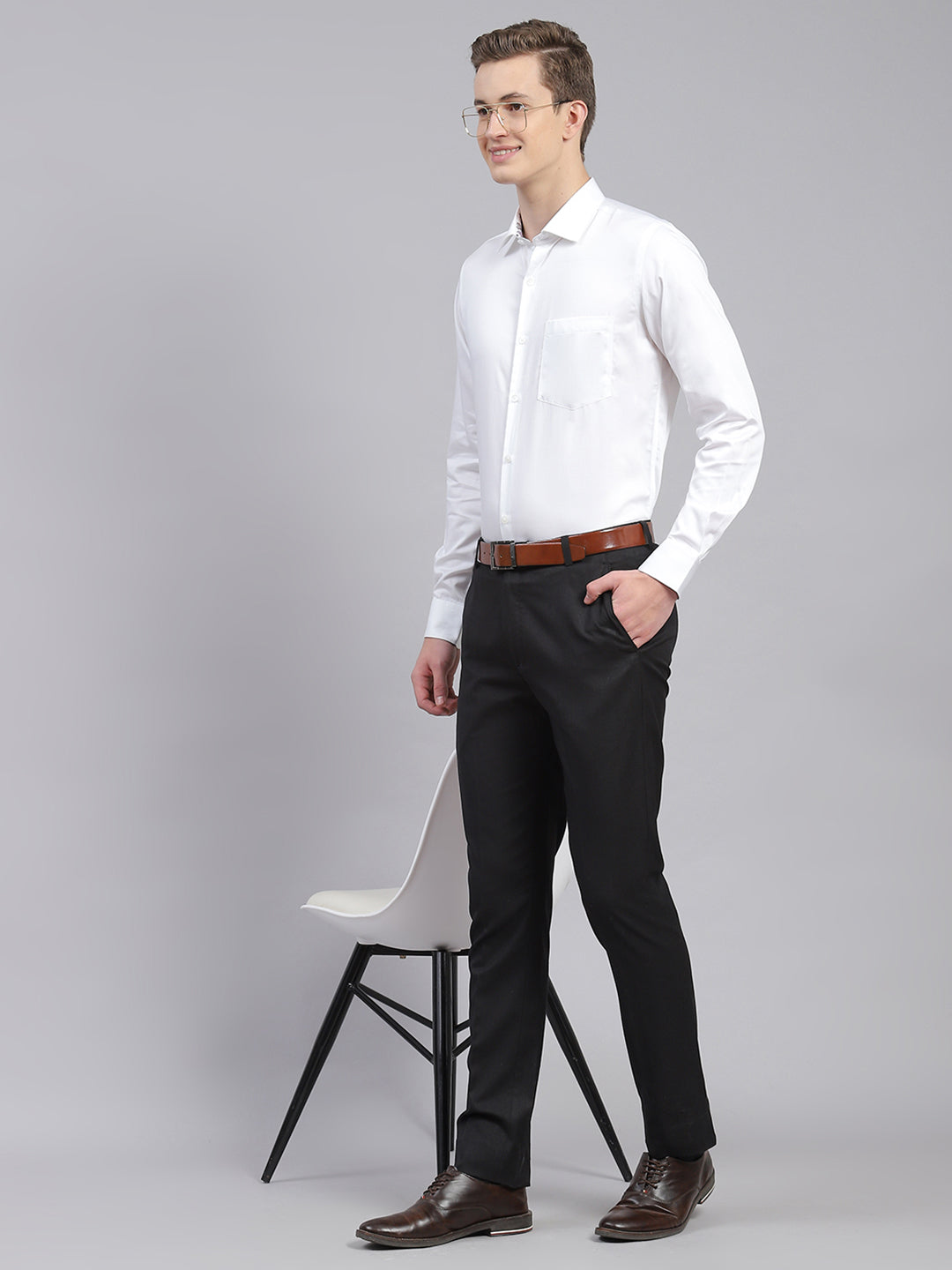 Men White Solid Shirt