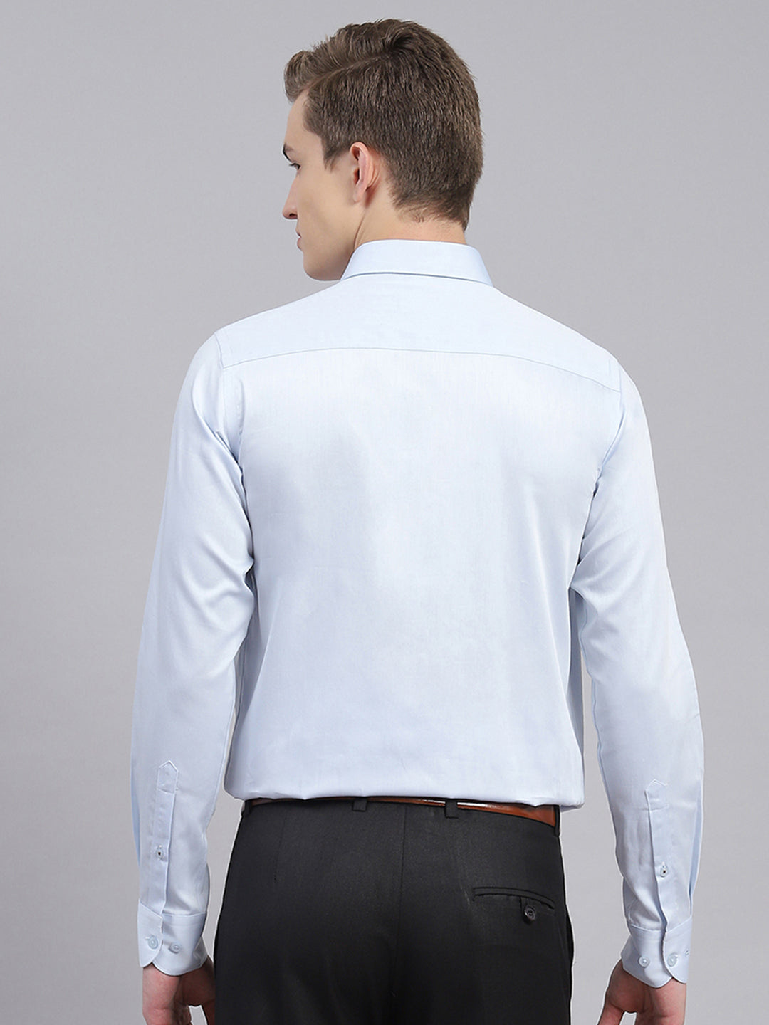 Men Sky Blue Solid Shirt