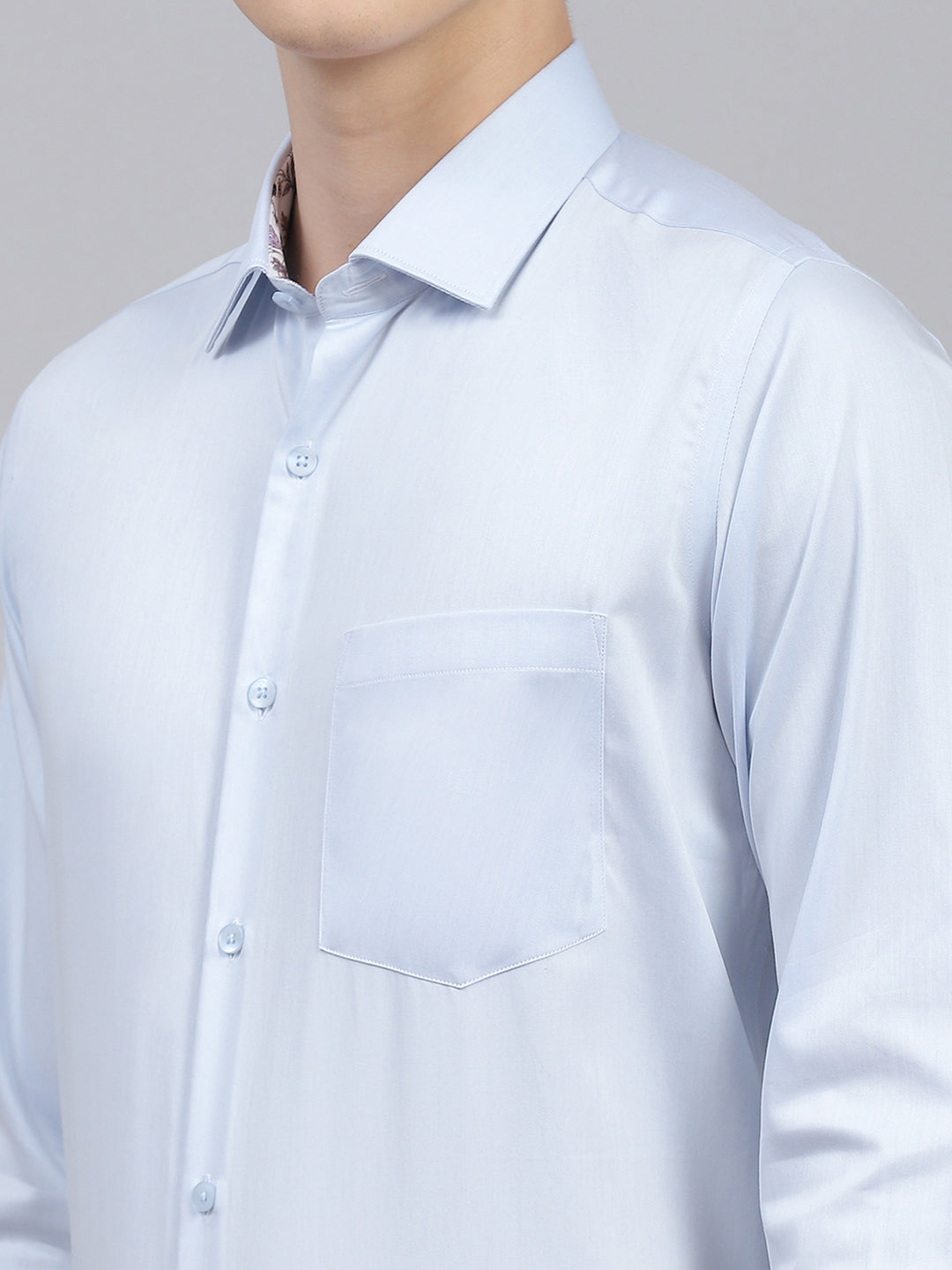 Men Sky Blue Solid Shirt