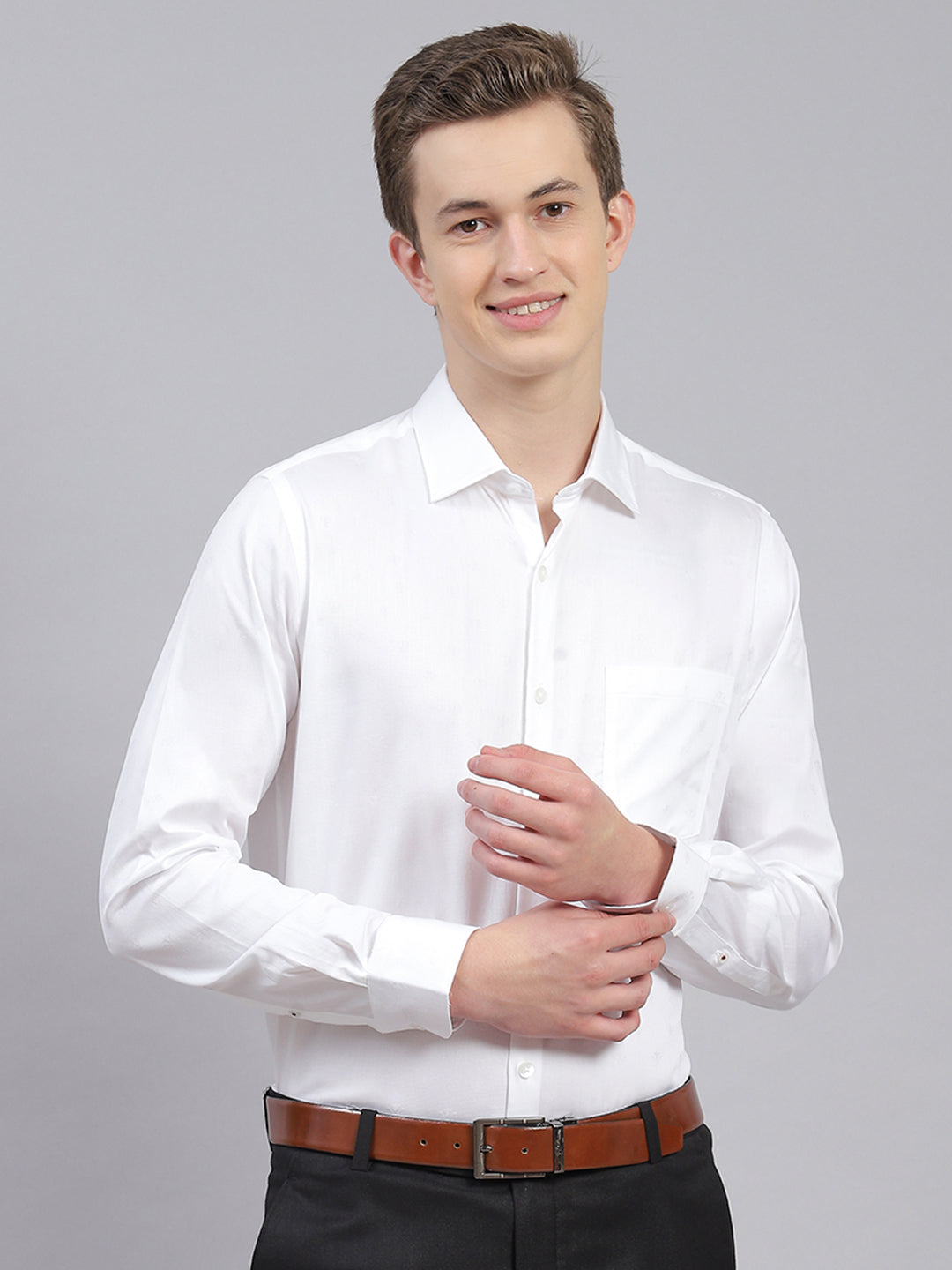 Men White Jaquard Shirt