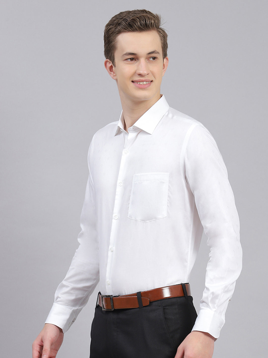 Men White Jaquard Shirt