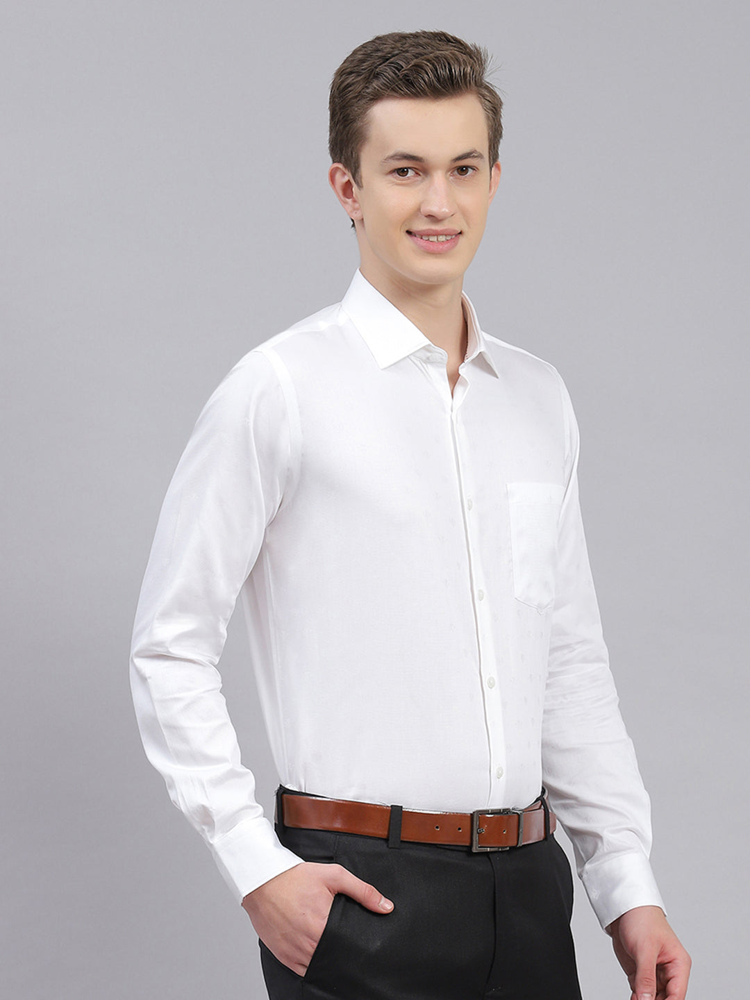 Men White Jaquard Shirt