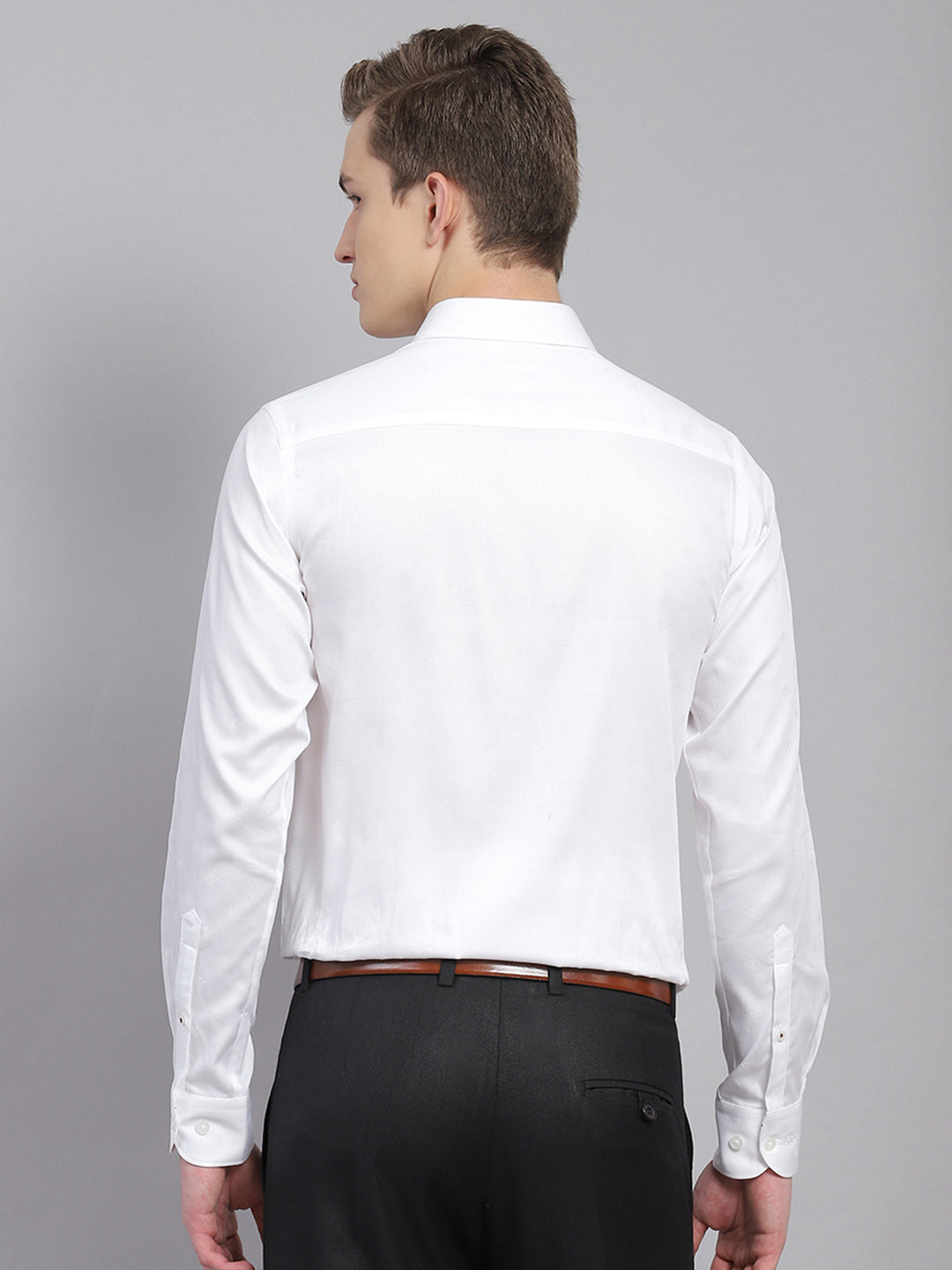 Men White Jaquard Shirt