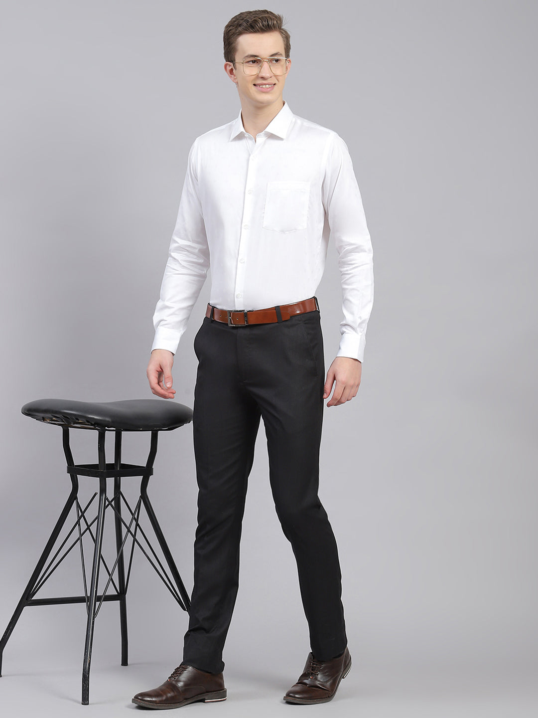 Men White Jaquard Shirt