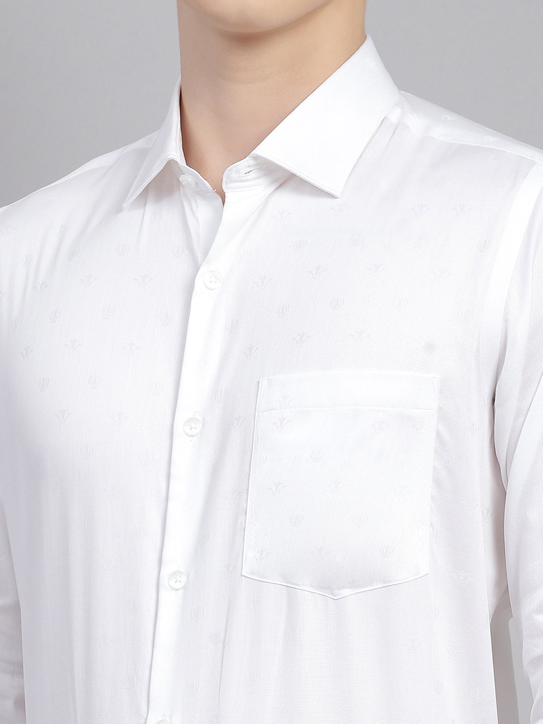 Men White Jaquard Shirt