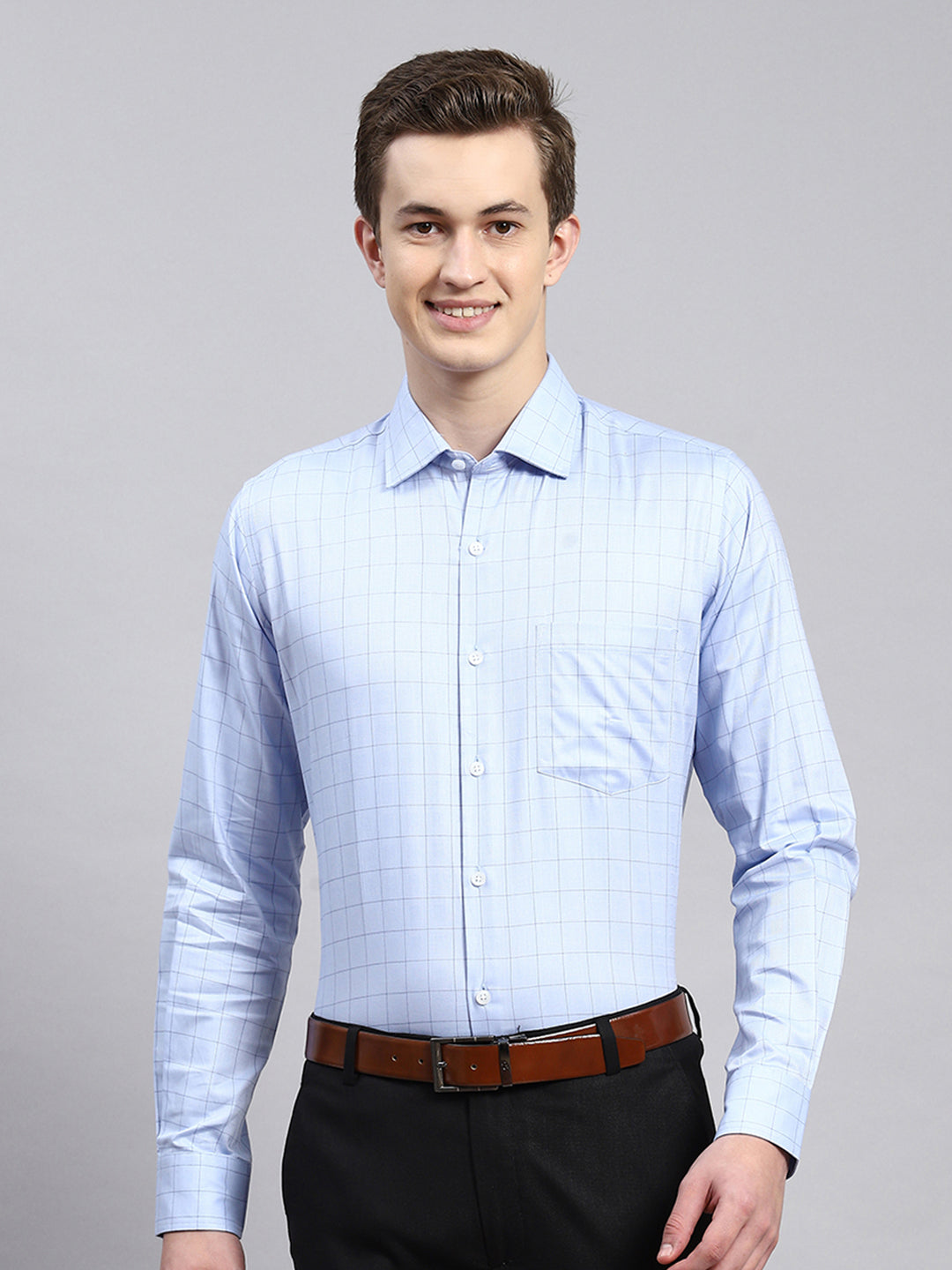 Men Sky Blue Printed Shirt